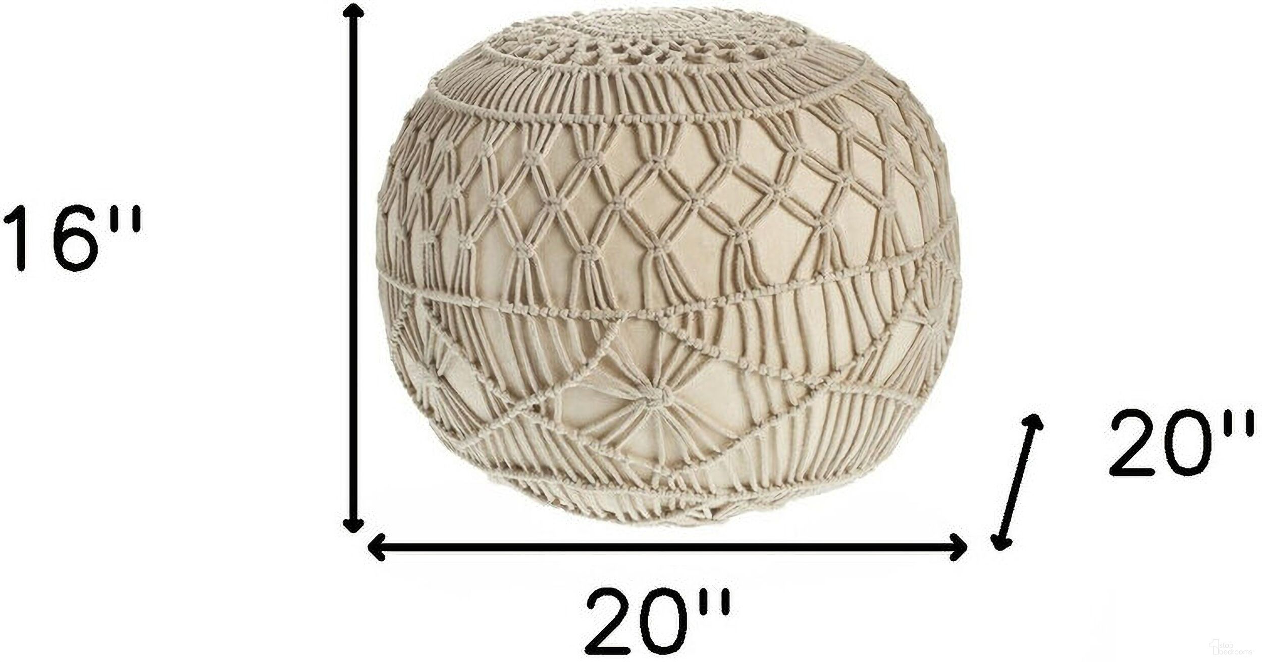 The appearance of 20 Inch Cotton Tufted Round Geometric Pouf Ottoman In Cream designed by Homeroots in the modern / contemporary interior design. This cream piece of furniture  was selected by 1StopBedrooms from  to add a touch of cosiness and style into your home. Sku: 517859. Material: Cotton.