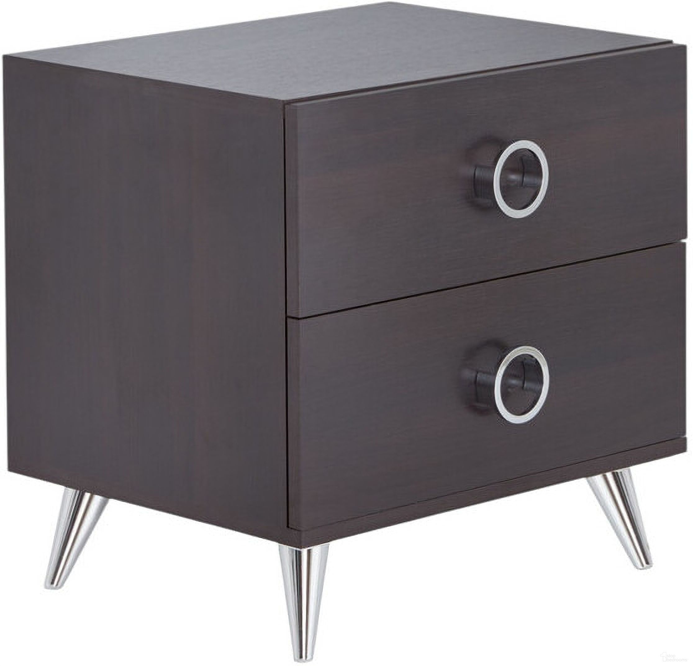 The appearance of 20 Inch End Table with Two Drawers In Silver and Espresso designed by Homeroots in the transitional interior design. This silver and espresso piece of furniture  was selected by 1StopBedrooms from  to add a touch of cosiness and style into your home. Sku: 376996. Material: Wood.