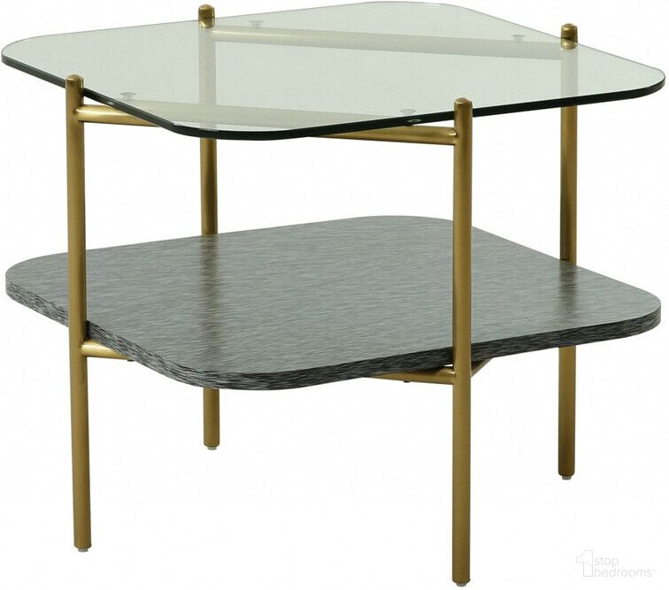 The appearance of 20 Inch Glass and Metal Square End Table with Shelf In Clear and Gold designed by Homeroots in the modern / contemporary interior design. This clear/gold piece of furniture  was selected by 1StopBedrooms from  to add a touch of cosiness and style into your home. Sku: 487355. Material: Glass.
