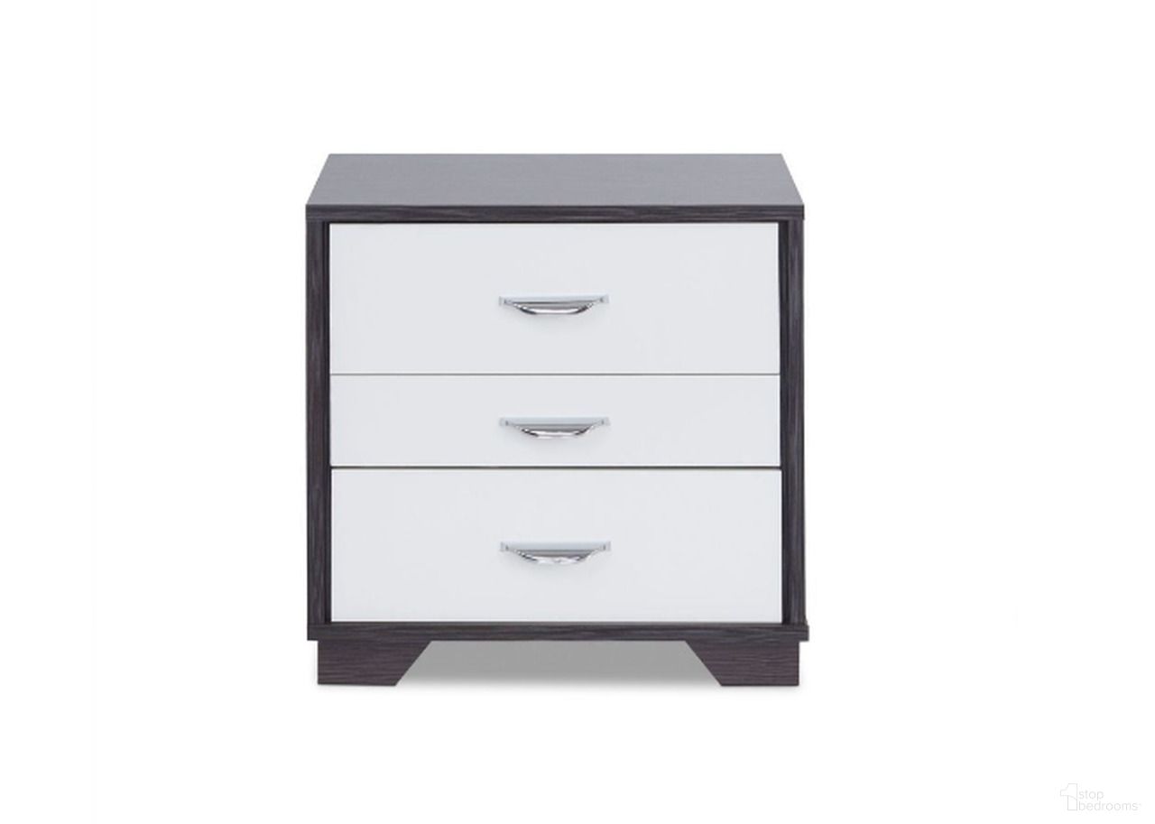 20 Inch Rectangular Nightstand with Top In Black and White