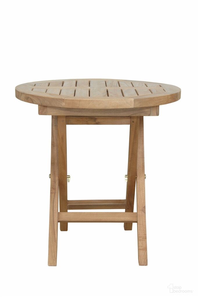The appearance of 20 Inch Rounded Solid Wood Folding Outdoor Side Table In Natural designed by Homeroots in the rustic / southwestern interior design. This natural piece of furniture  was selected by 1StopBedrooms from  to add a touch of cosiness and style into your home. Sku: 554936. Material: Solid Wood.