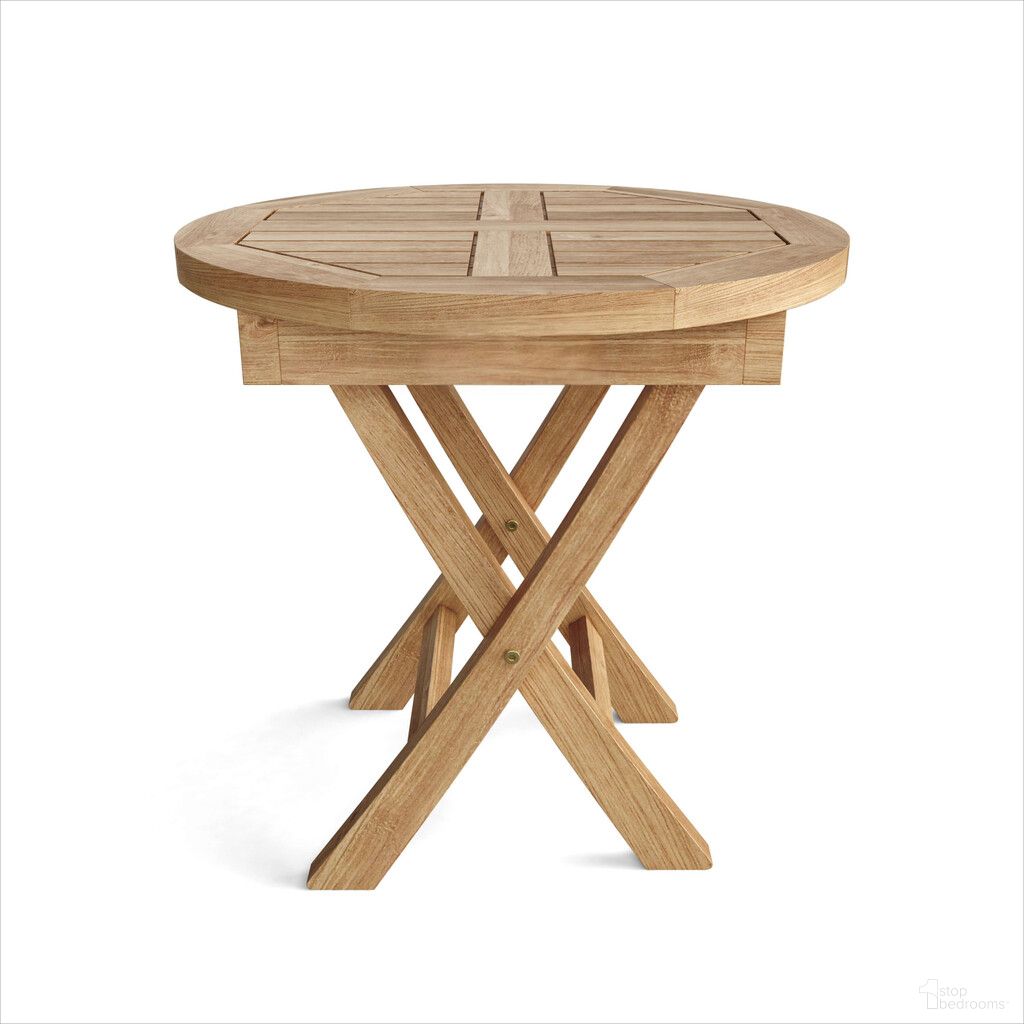 The appearance of 20 Inch Rounded Solid Wood Folding Outdoor Side Table In Natural designed by Homeroots in the rustic / southwestern interior design. This natural piece of furniture  was selected by 1StopBedrooms from  to add a touch of cosiness and style into your home. Sku: 554935. Material: Solid Wood.