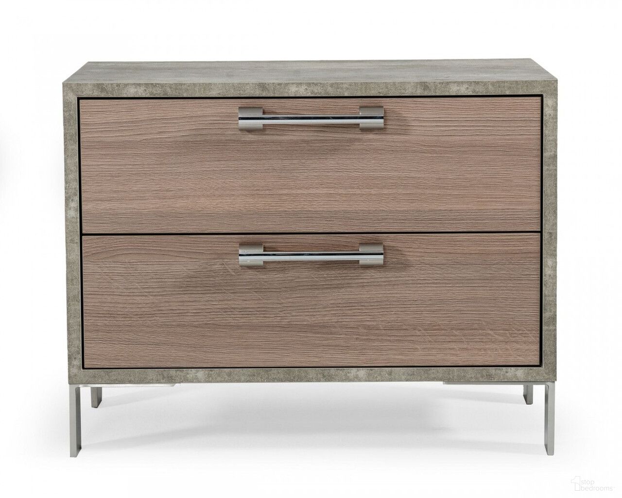 20 Inch Solid and Manufactured Wood Two Drawer Nightstand In Brown and Gray