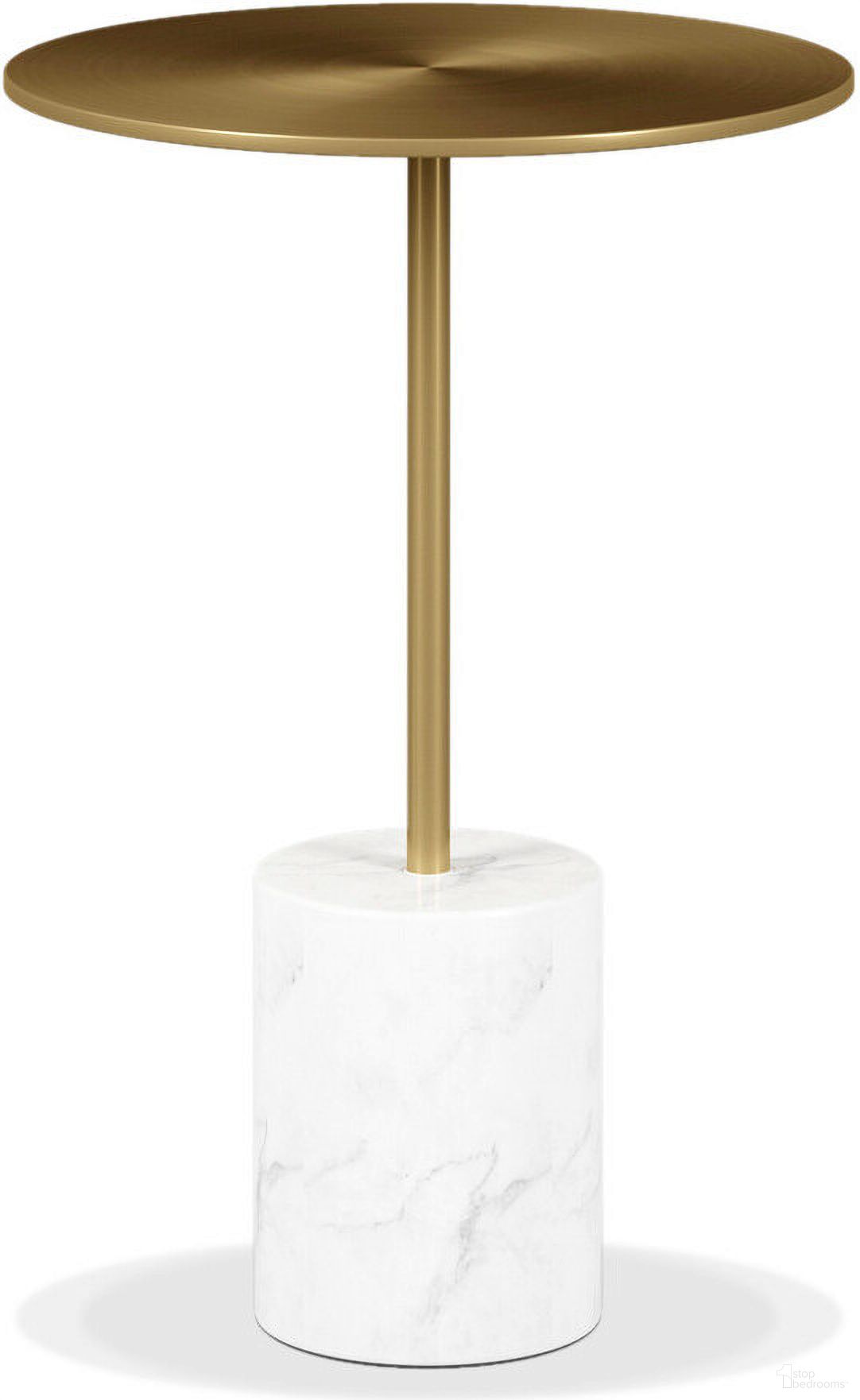 The appearance of 20 Inch Steel and Marble Round End Table In White and Gold designed by Homeroots in the modern / contemporary interior design. This white and gold piece of furniture  was selected by 1StopBedrooms from  to add a touch of cosiness and style into your home. Sku: 520841. Material: Marble.