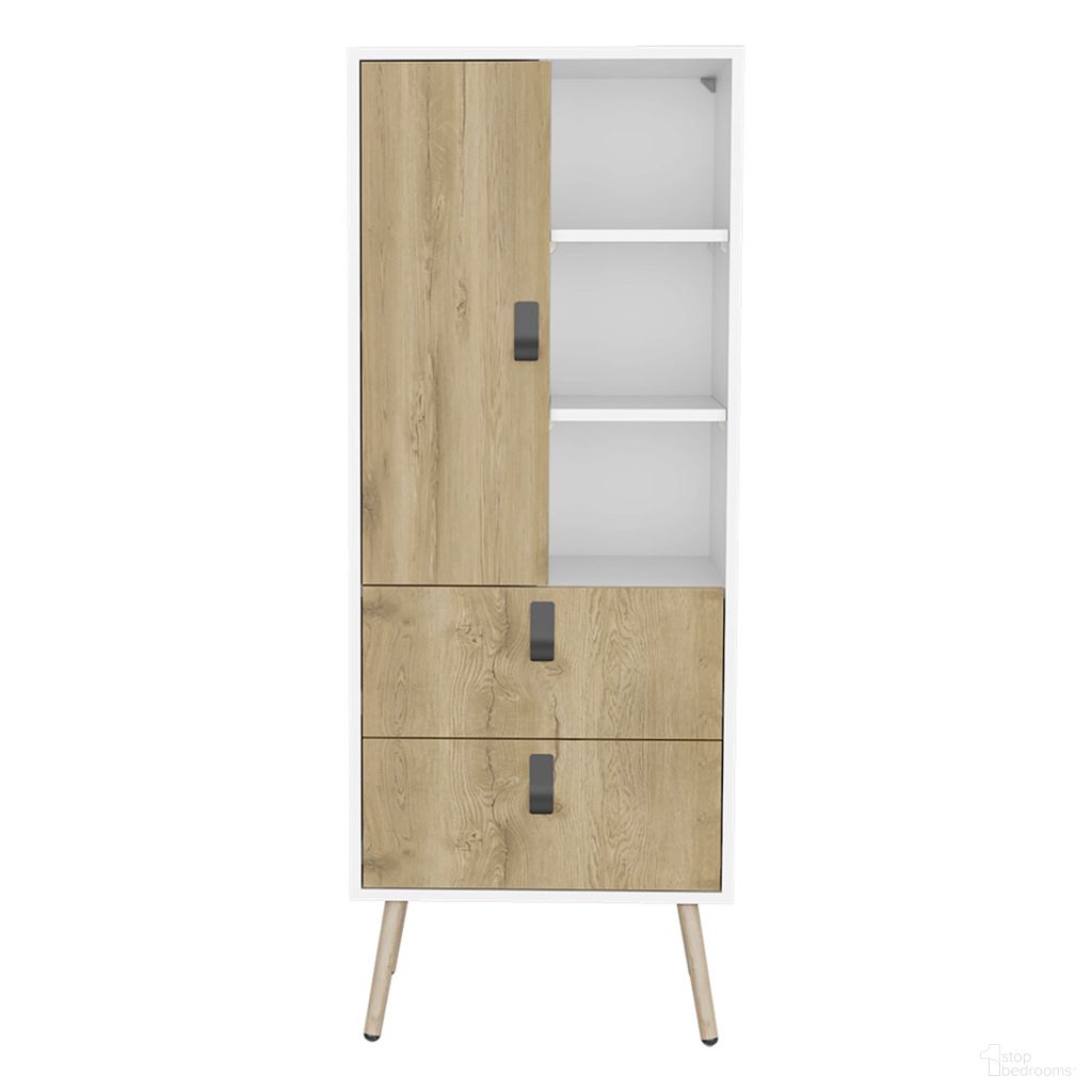 20 Inch Two Drawer Chest In White and Natural