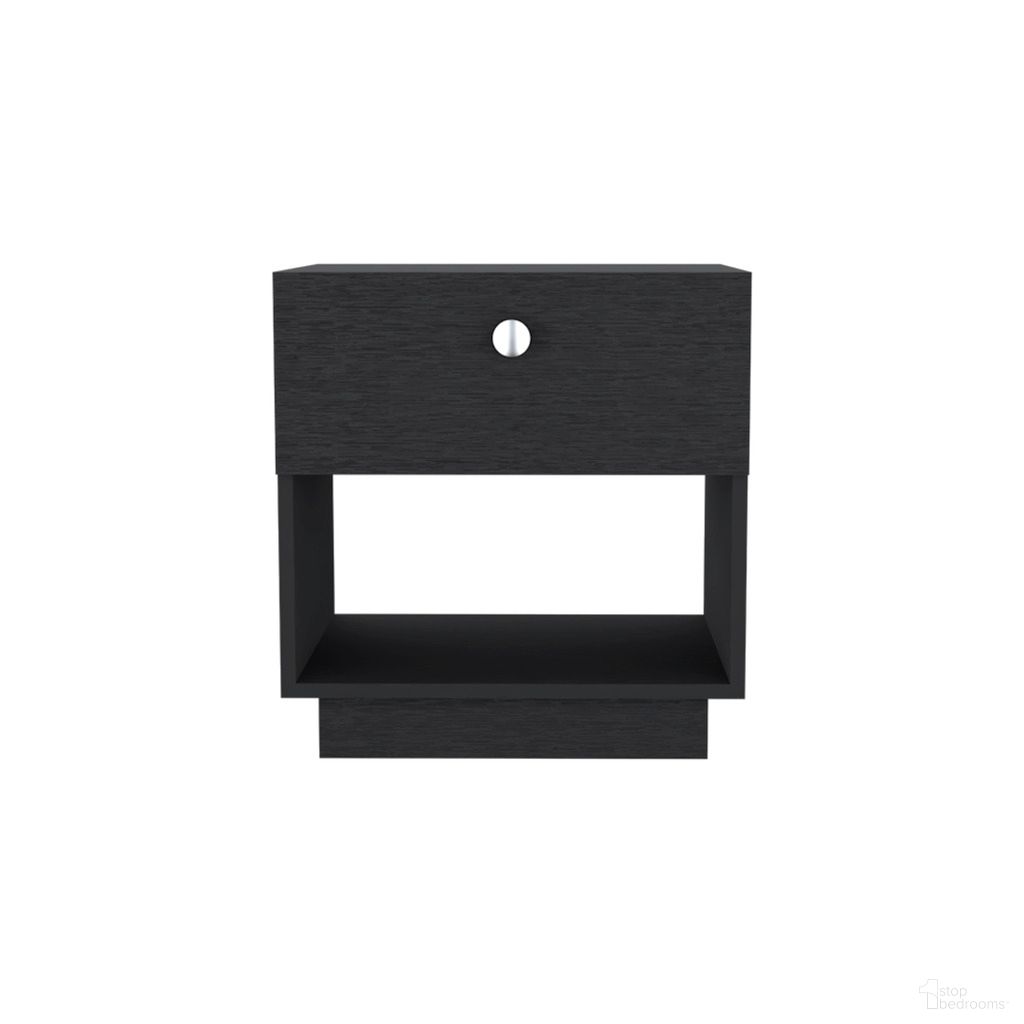 20 Inch Wood One Drawer Nightstand In Black