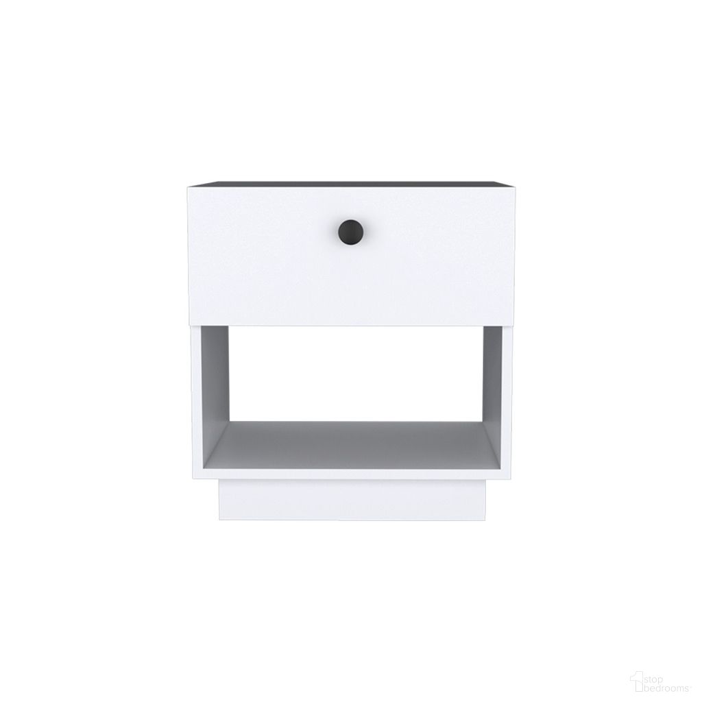 20 Inch Wood One Drawer Nightstand In White