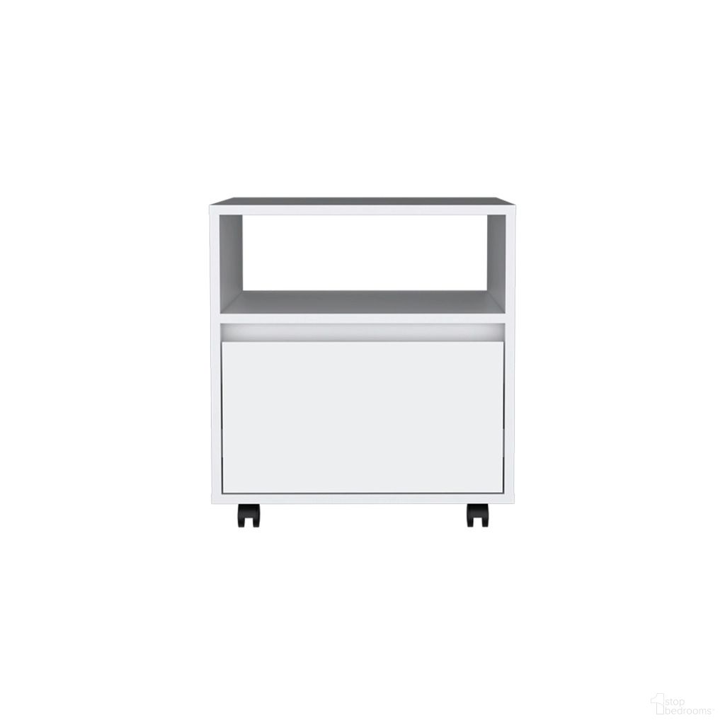 The appearance of 20 Inch Wood One Drawer Nightstand In White designed by Homeroots in the transitional interior design. This white piece of furniture  was selected by 1StopBedrooms from  to add a touch of cosiness and style into your home. Sku: 526149. Material: Wood.
