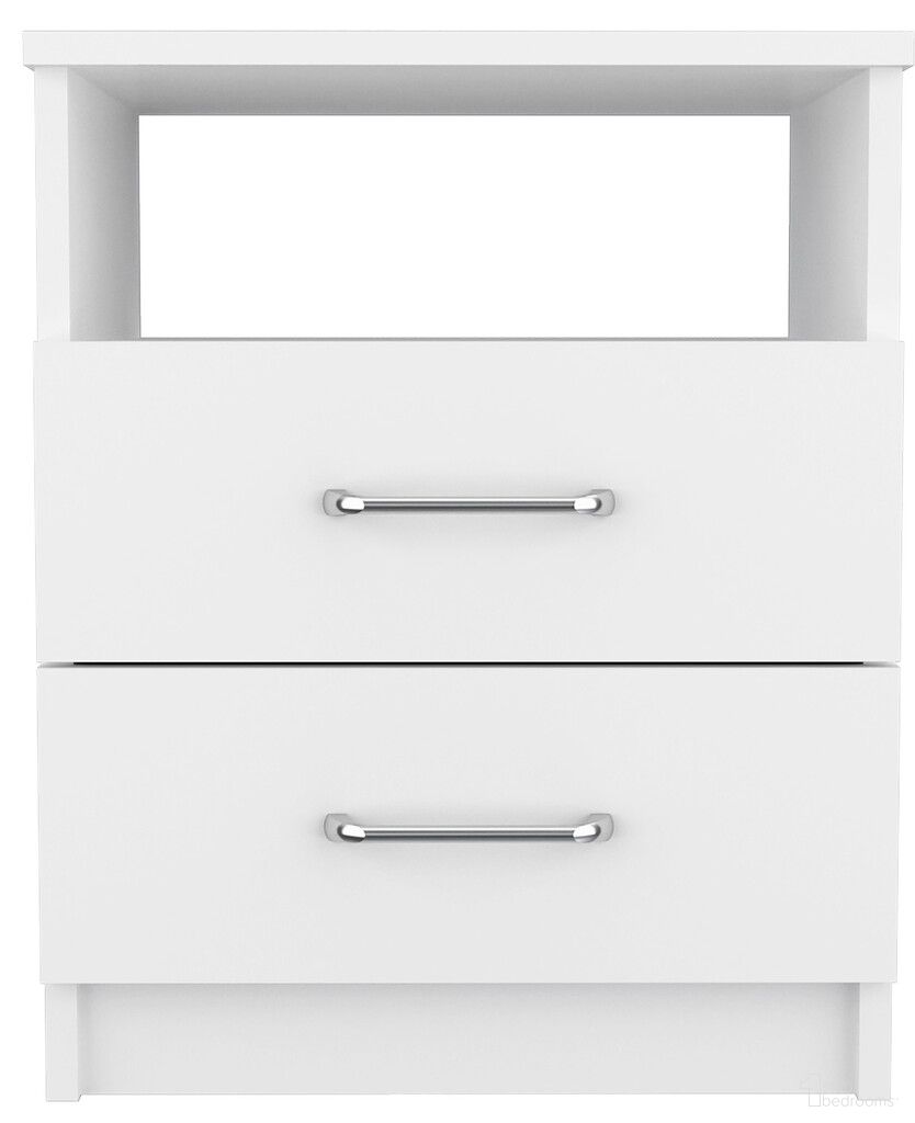 20 Inch Wood Two Drawer Nightstand