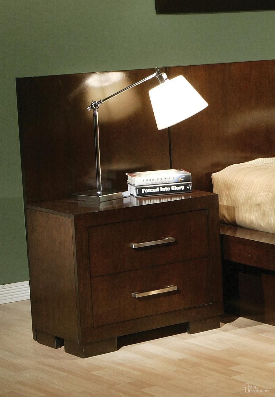 The appearance of Jessica Nightstand Panels Cappuccino Set of 2 designed by Coaster in the modern / contemporary interior design. This cappuccino piece of furniture  was selected by 1StopBedrooms from Jessica Collection to add a touch of cosiness and style into your home. Sku: 200710. Material: Wood.