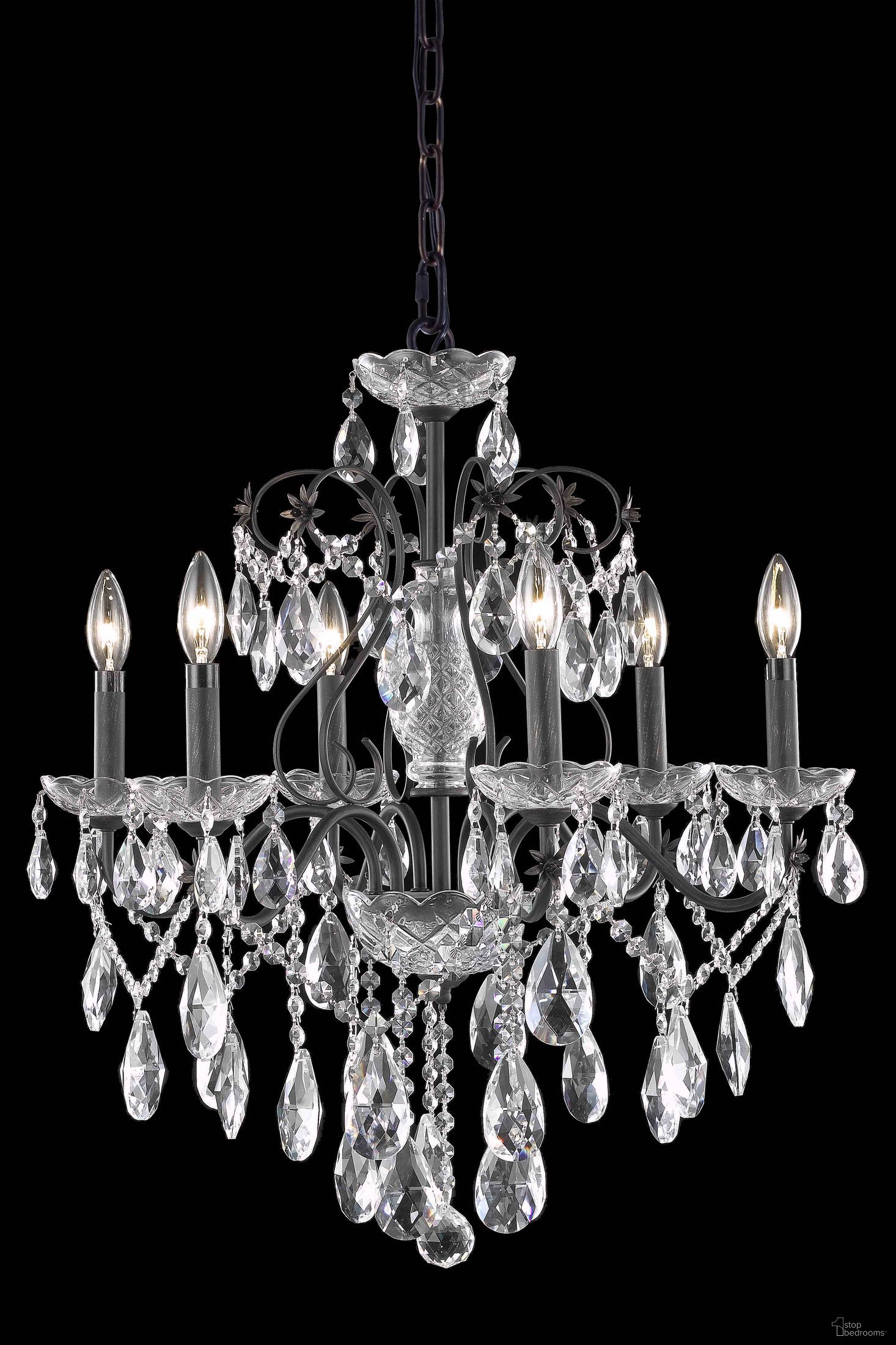 2016d24dbRc St Francis 24" Dark Bronze 6 Light Chandelier With Clear Royal Cut Crystal Trim