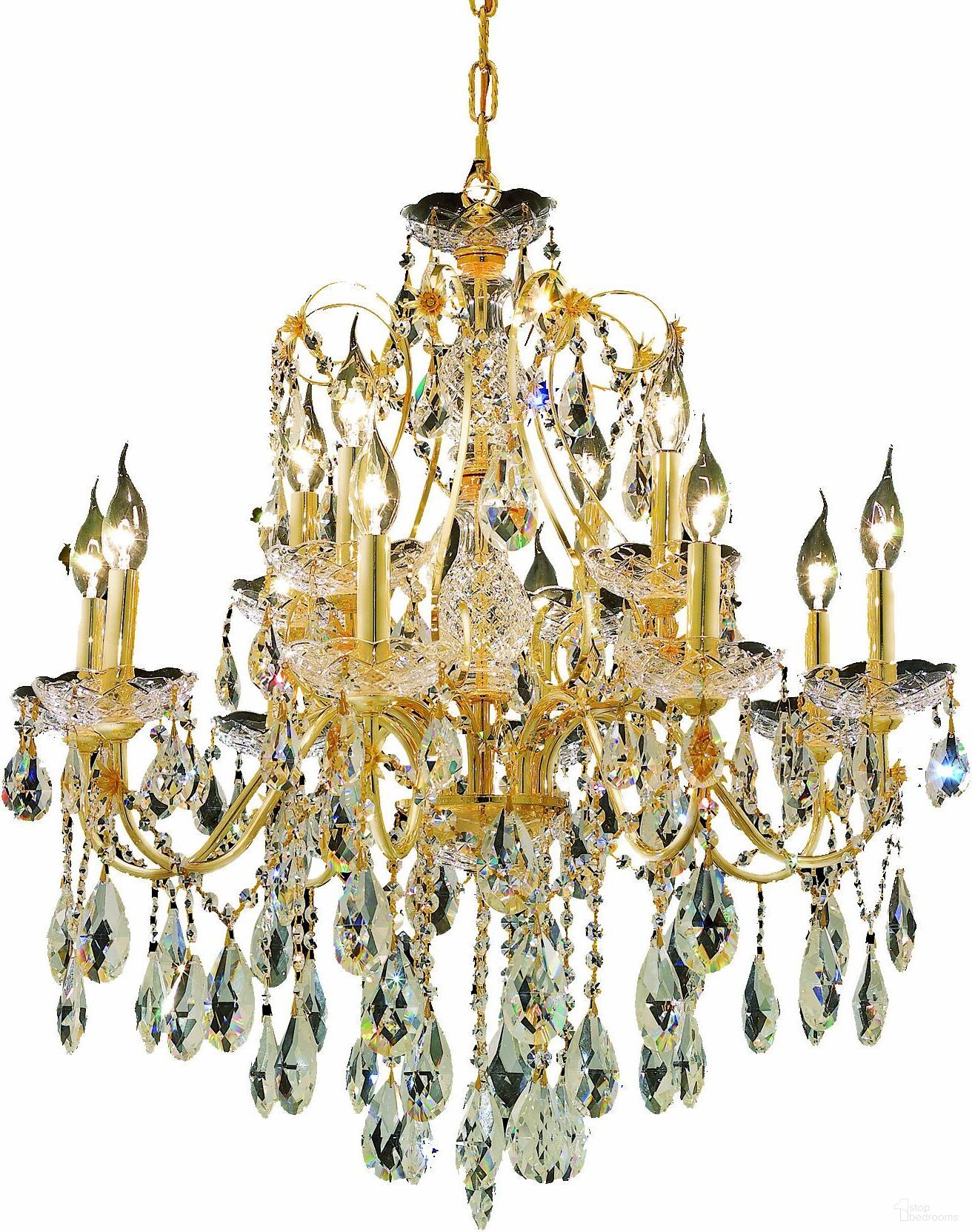 2016d28gRc St Francis 28" Gold 12 Light Chandelier With Clear Royal Cut Crystal Trim