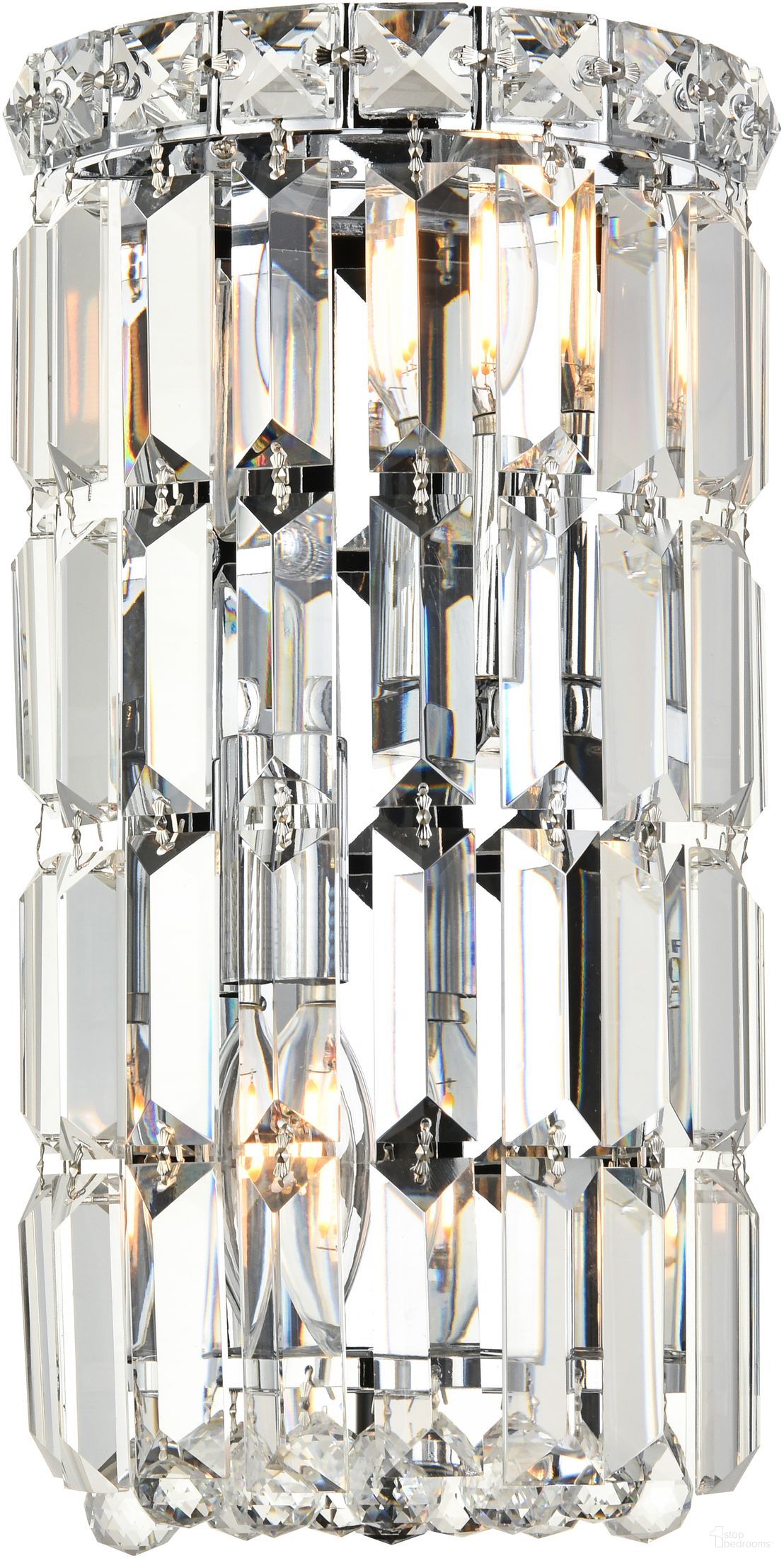 V2030W6C/RC Maxime 6" Chrome 2 Light Wall Sconce With Clear Royal Cut Crystal Trim