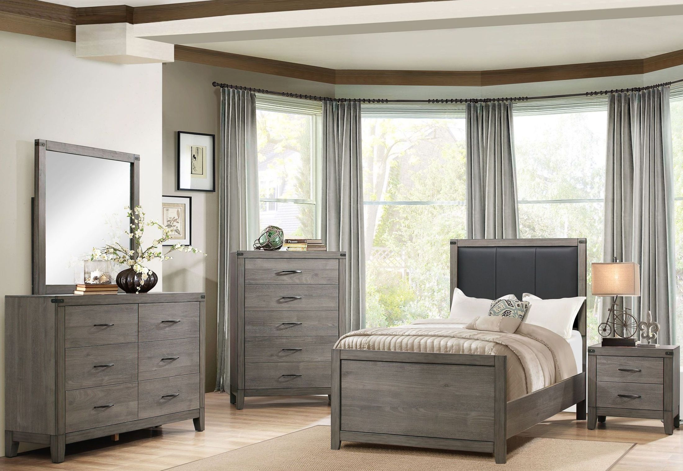 The appearance of Woodrow Black Youth Panel Bedroom Set designed by Homelegance in the transitional interior design. This gray piece of furniture was selected by 1StopBedrooms from Woodrow Collection to add a touch of cosiness and style into your home. Sku: 2042T-1;2042T-3;2042-4. Bed Type: Panel Bed. Material: Wood. Bed Size: Twin.