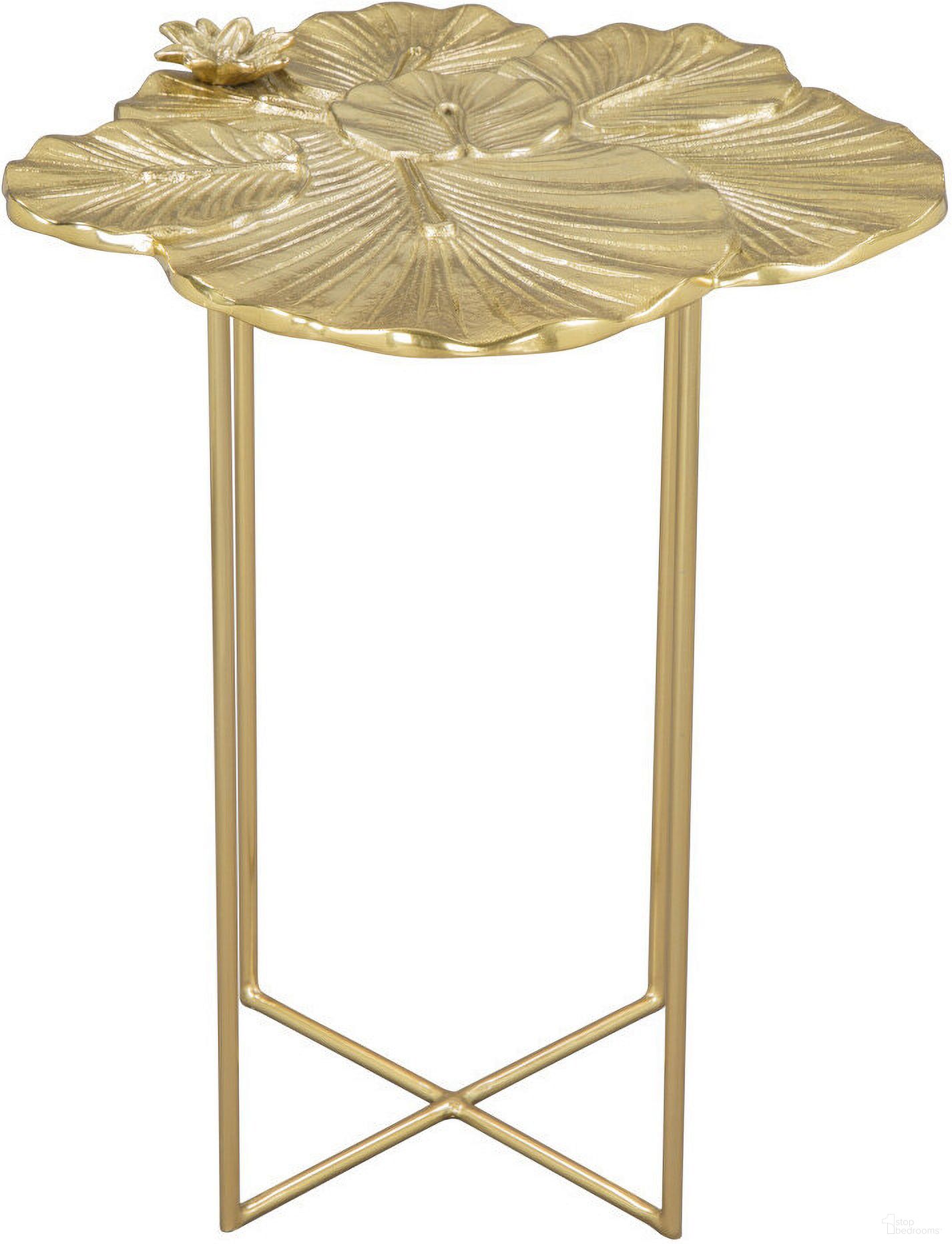 The appearance of 21 Inch Aluminum and Iron Cross Legs End Table In Gold designed by Homeroots in the modern / contemporary interior design. This gold piece of furniture  was selected by 1StopBedrooms from  to add a touch of cosiness and style into your home. Sku: 556525. Material: Metal.