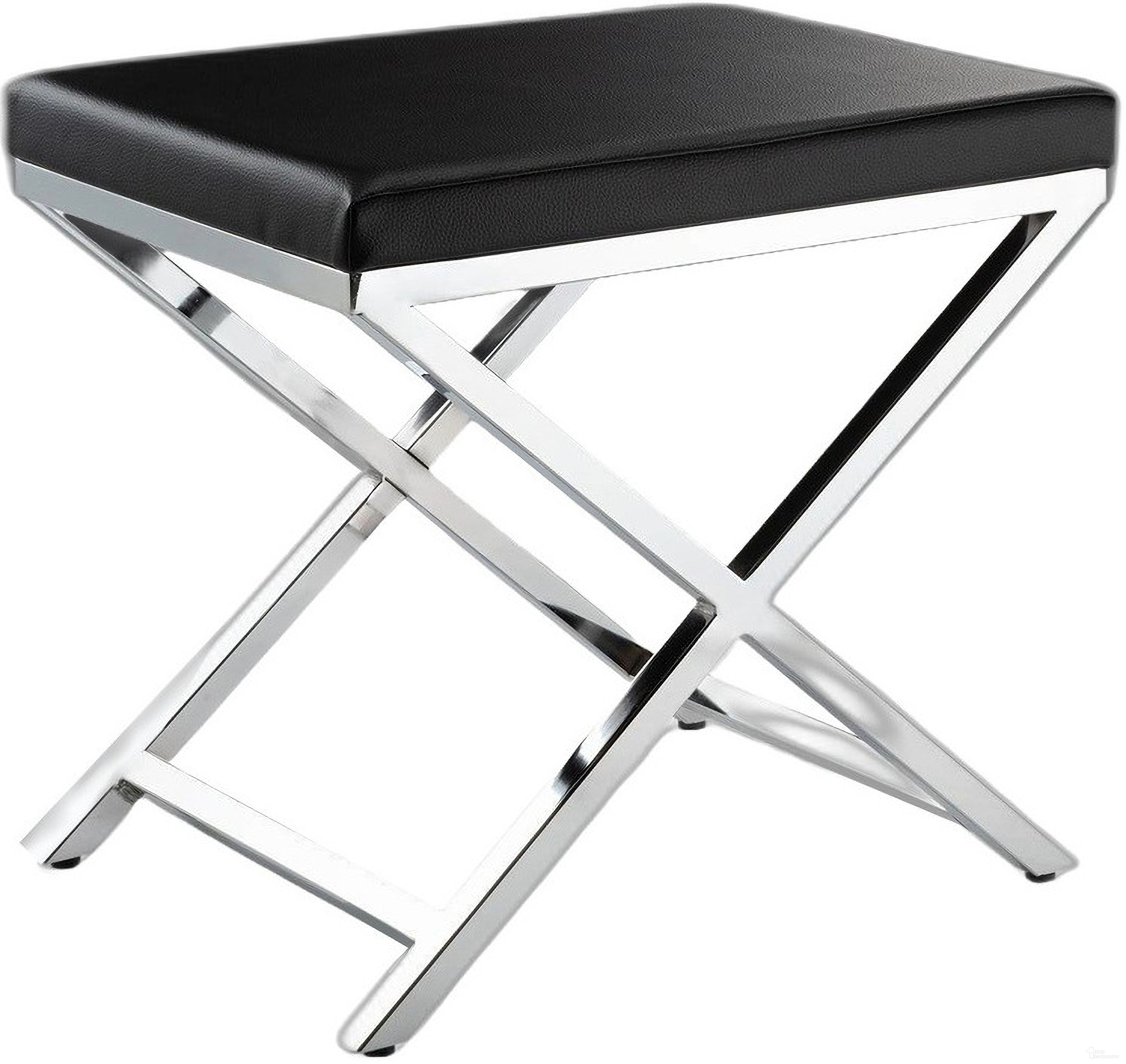 21 Inch Faux Leather Vanity Chair In Silver and Black