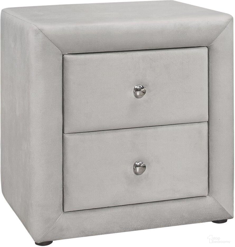 21 Inch Light Grey Velvet Night Stand