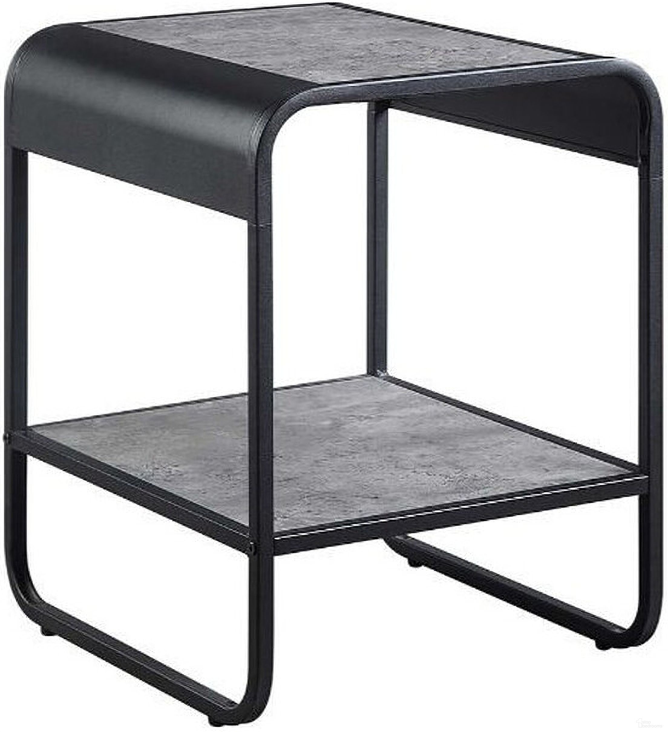21 Inch Manufactured Wood and Metal Rectangular End Table with Shelf In Black and Concrete Gray