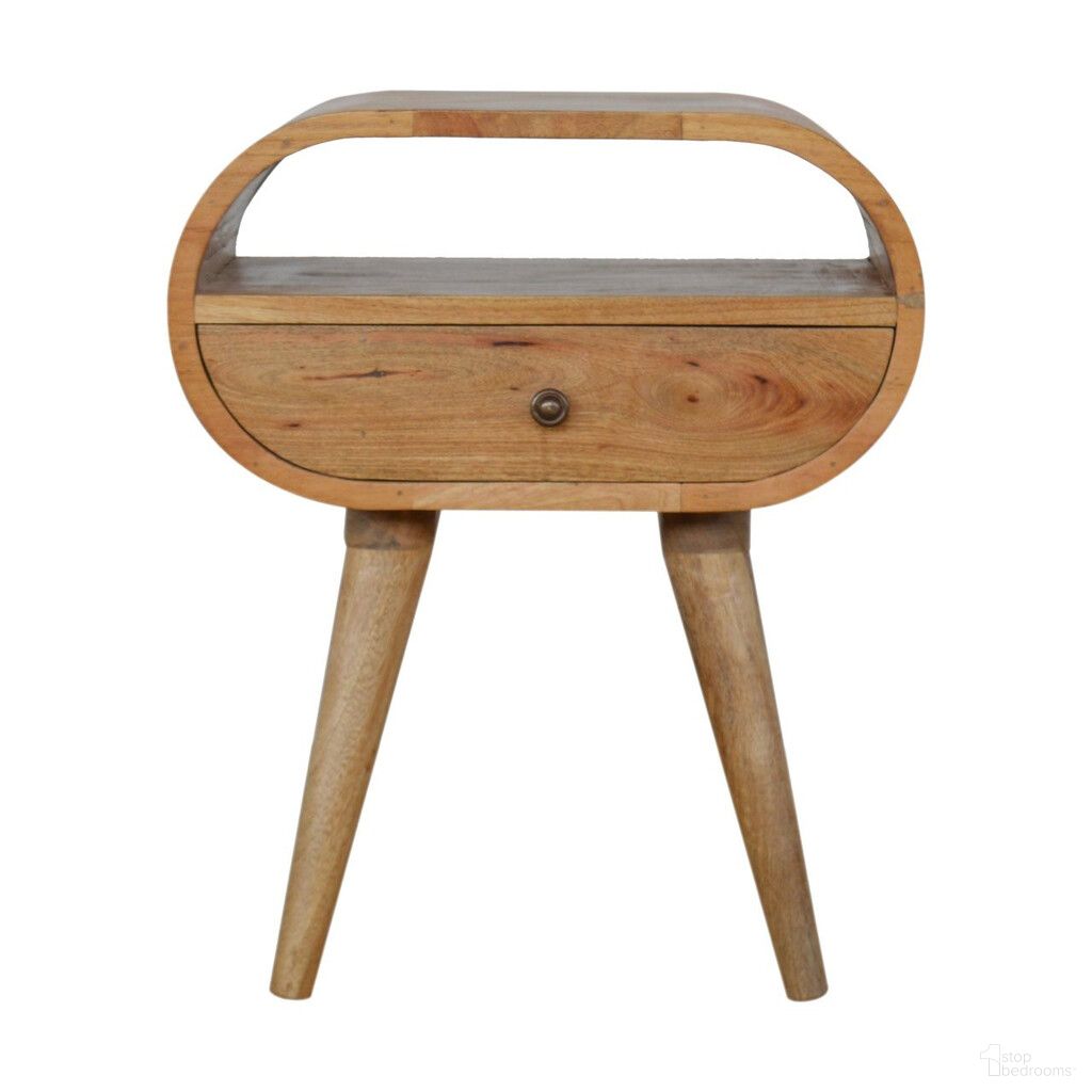 The appearance of 21 Inch Solid Wood Oval One Drawer Nightstand In Natural designed by Homeroots in the transitional interior design. This natural piece of furniture  was selected by 1StopBedrooms from  to add a touch of cosiness and style into your home. Sku: 651527. Material: Solid Wood.