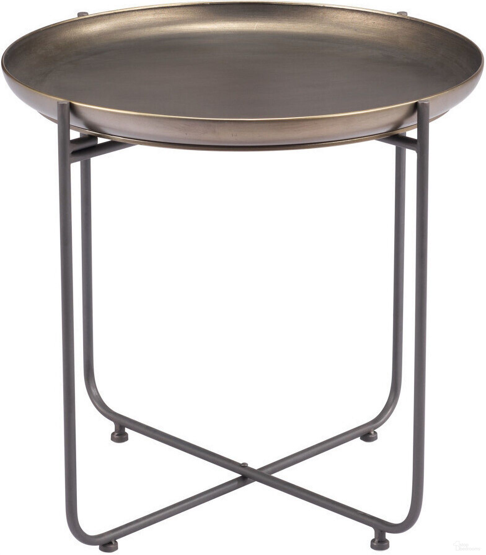 The appearance of 21 Inch Steel Round Cross Legs End Table In Bronze and Grey designed by Homeroots in the modern / contemporary interior design. This bronze/grey piece of furniture  was selected by 1StopBedrooms from  to add a touch of cosiness and style into your home. Sku: 556542. Material: Steel.