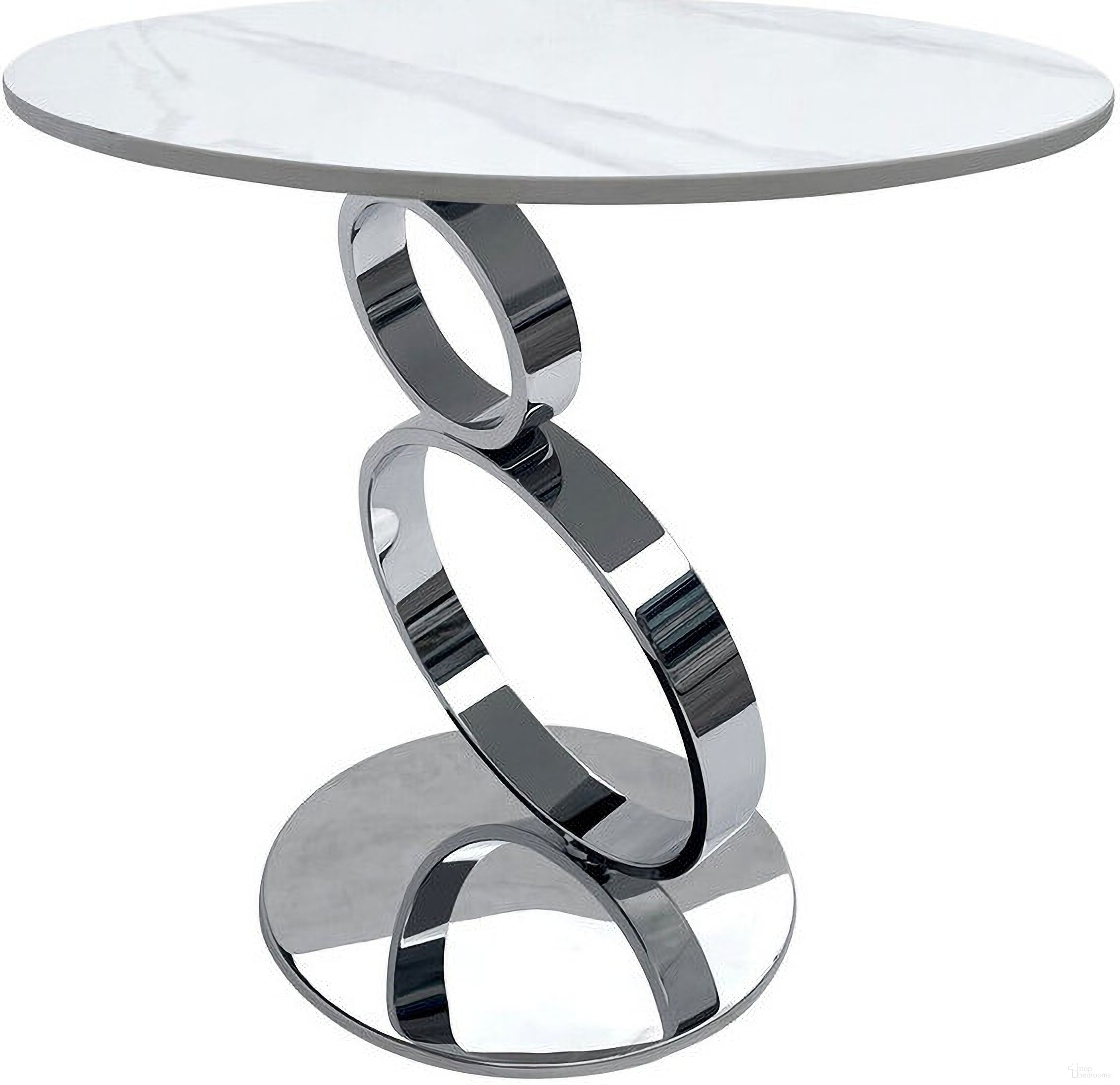 The appearance of 21 Inch Stone and Stainless Steel Round Pedestal End Table In White and Silver designed by Homeroots in the modern / contemporary interior design. This white and silver piece of furniture  was selected by 1StopBedrooms from  to add a touch of cosiness and style into your home. Sku: 554650. Material: Stainless Steel.