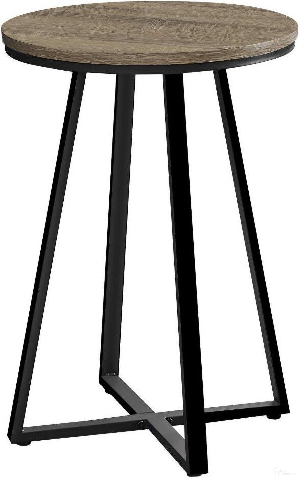 22 Inch Accent Table In Dark Taupe And Black Metal