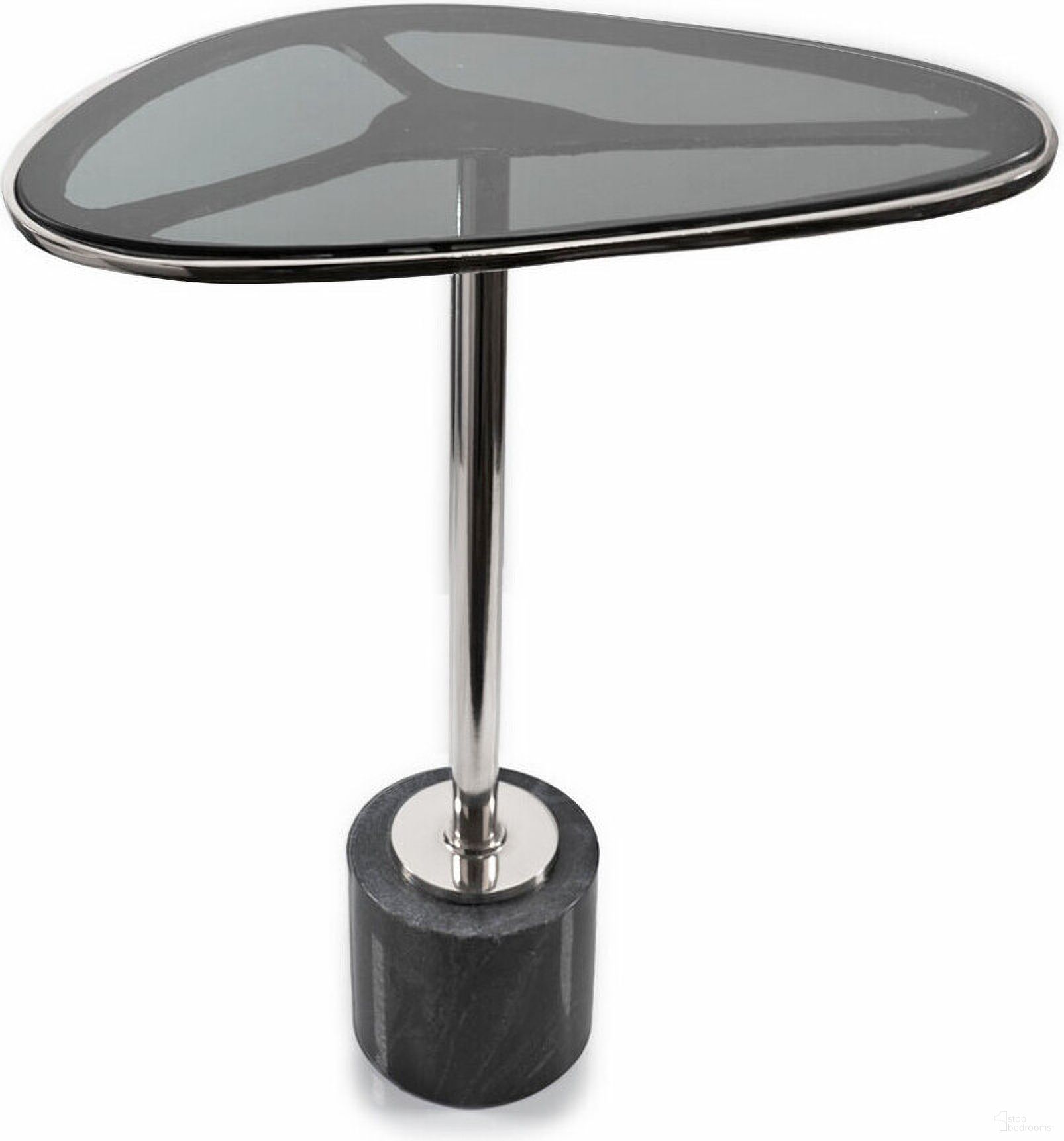 The appearance of 22 Inch Aluminum Glass and Marble Pedestal End Table In Smoky Black and Silver designed by Homeroots in the modern / contemporary interior design. This smoky black and silver piece of furniture  was selected by 1StopBedrooms from  to add a touch of cosiness and style into your home. Sku: 627516. Material: Aluminum.