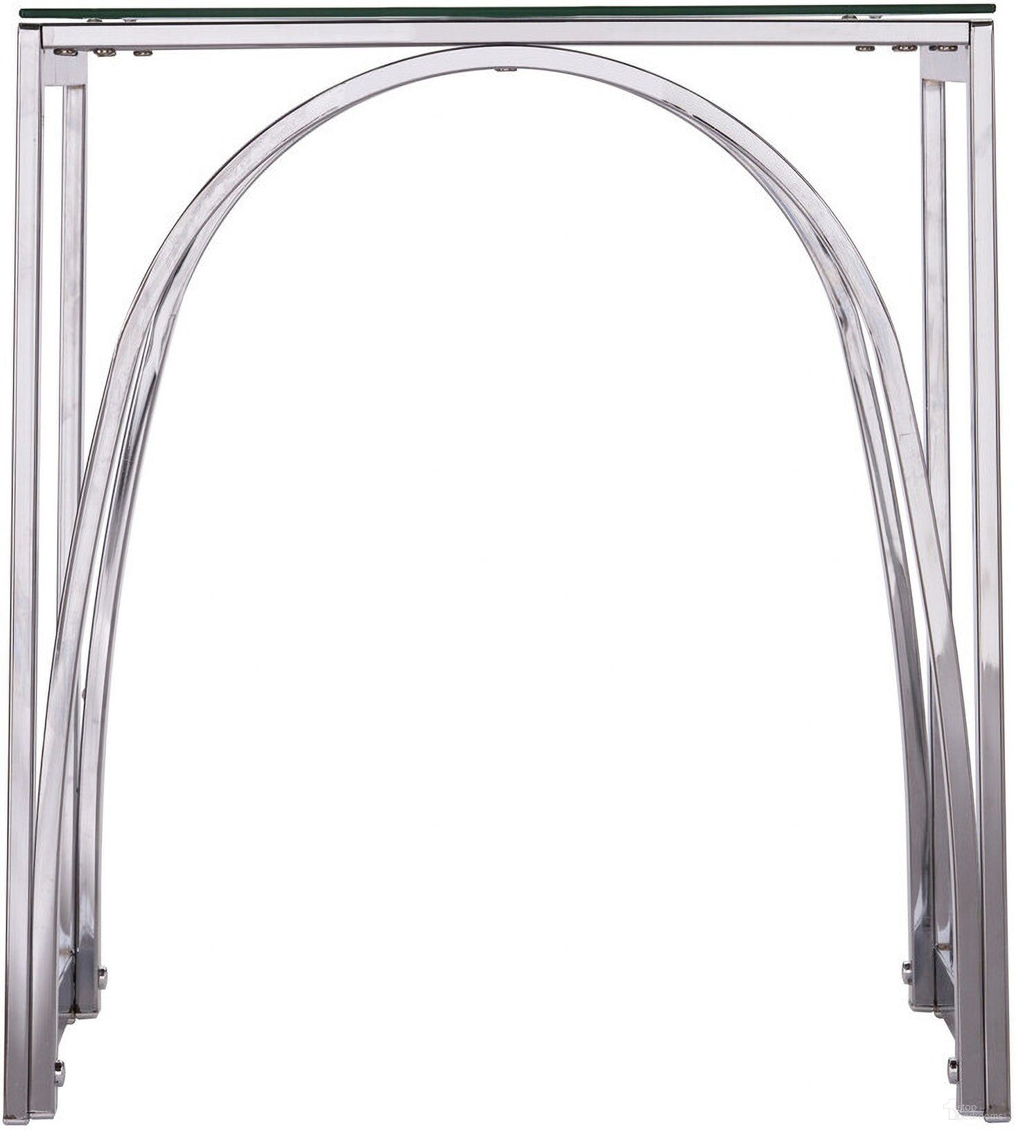 The appearance of 22 Inch Glass and Iron Square End Table In Chrome designed by Homeroots in the modern / contemporary interior design. This chrome piece of furniture  was selected by 1StopBedrooms from  to add a touch of cosiness and style into your home. Sku: 402448. Material: Glass.