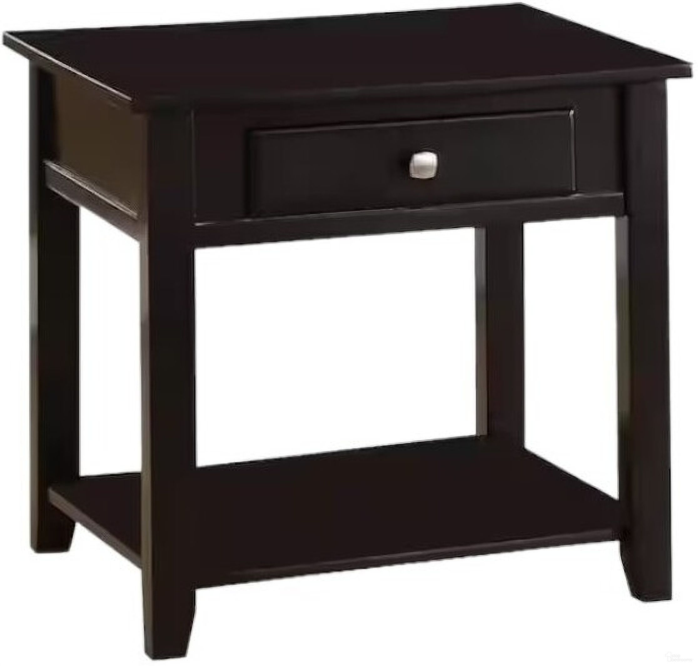 22 Inch Manufactured Wood Square End Table with Drawer with Shelf In Black