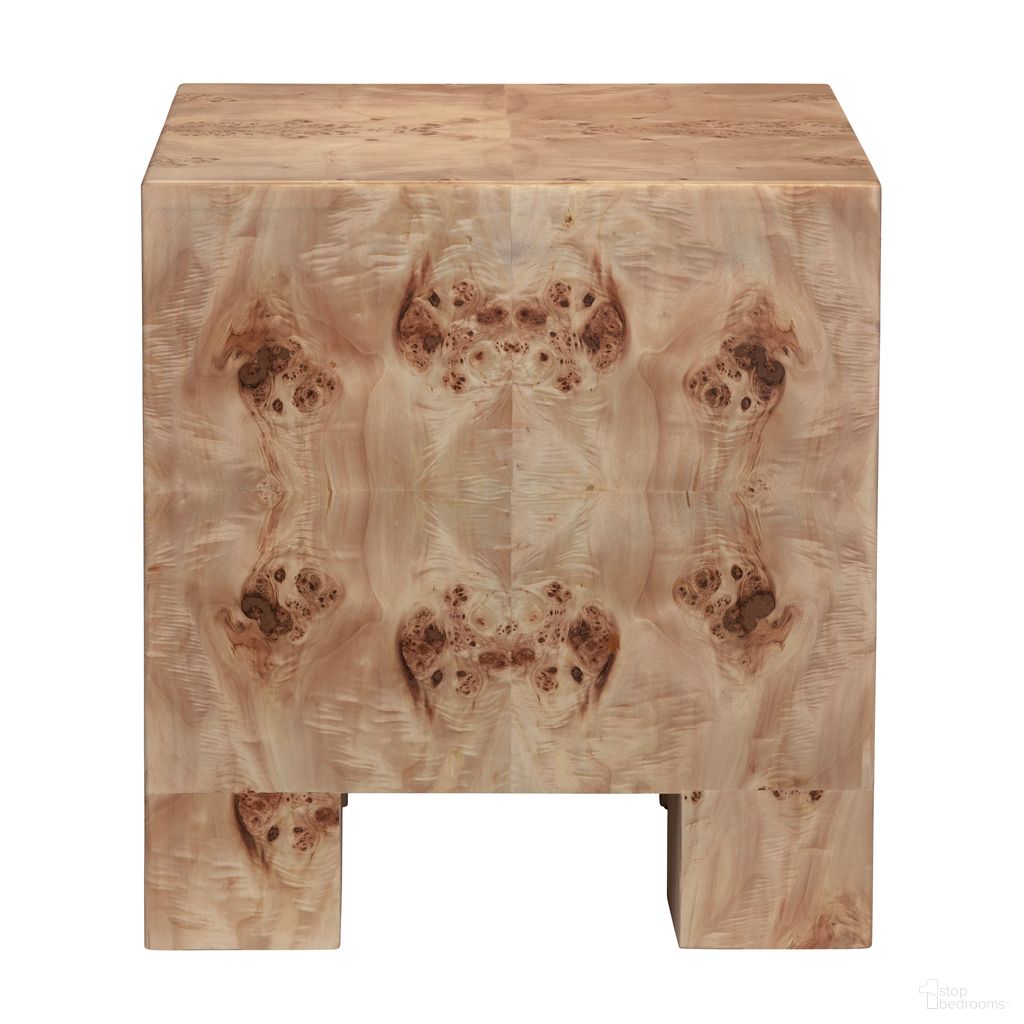The appearance of 22 Inch Mappa Burl Square Accent/End Table In Brown designed by Crestview Collection in the transitional interior design. This brown piece of furniture  was selected by 1StopBedrooms from  to add a touch of cosiness and style into your home. Sku: CVFDR1341. Material: Solid Wood.