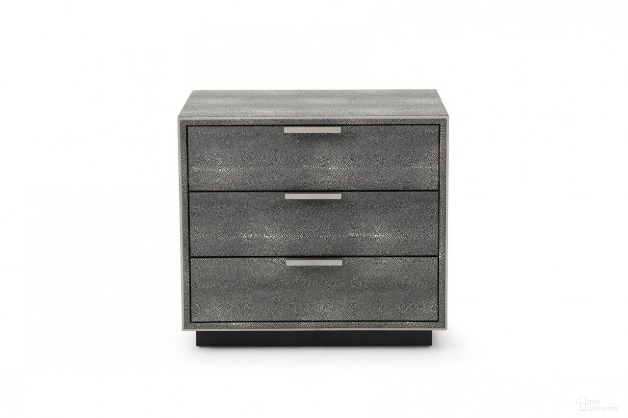 22 Inch Solid and Manufactured Wood Shagreen Three Drawer Nightstand In Gray