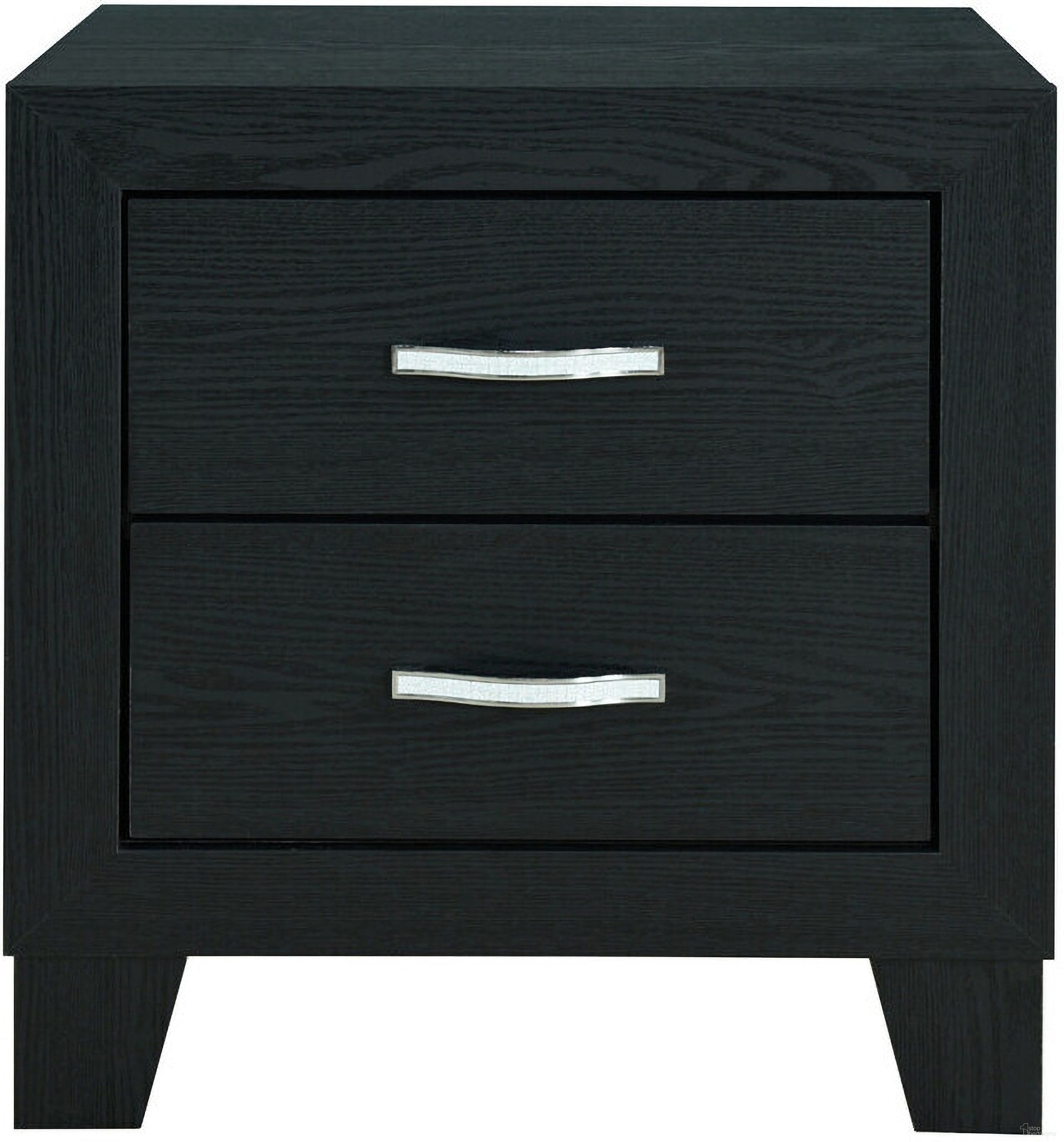 22 Inch Solid and Manufactured Wood Two Drawer Nightstand In Black