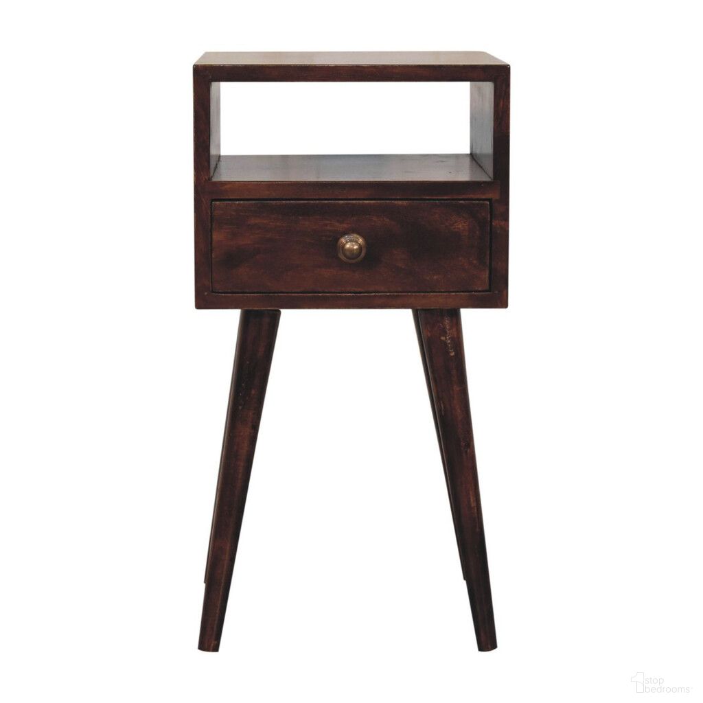 22 Inch Solid Wood Square One Drawer Nightstand In Walnut