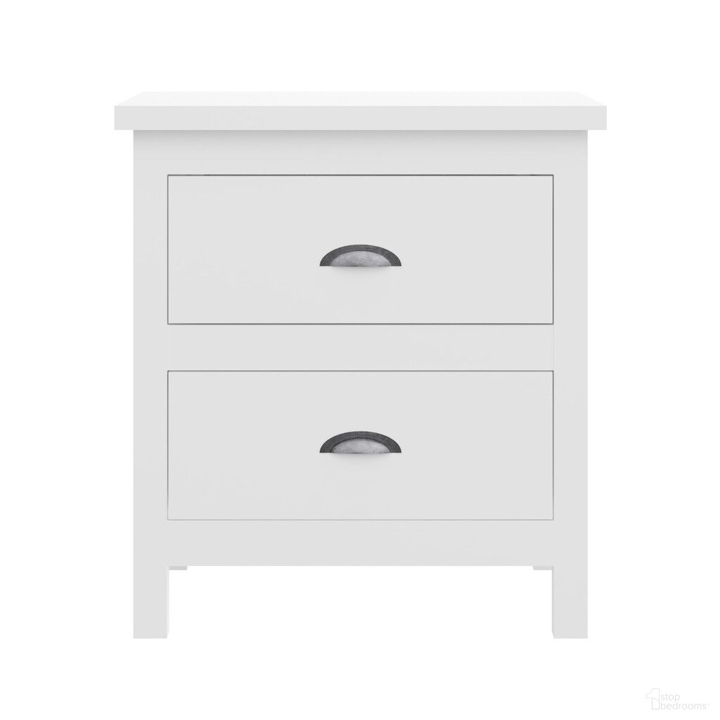 22 Inch Solid Wood Two Drawer Nightstand In White