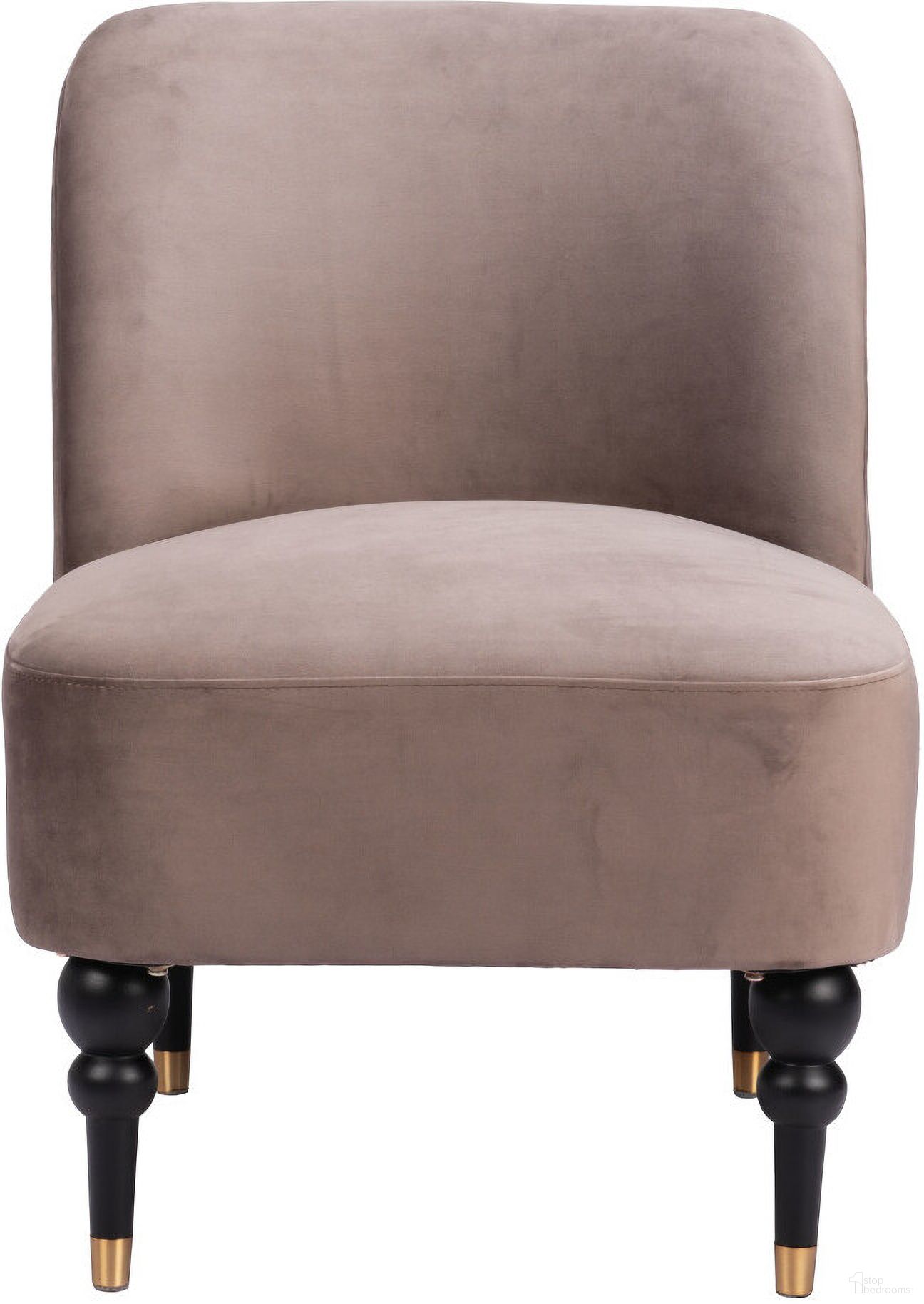 The appearance of 22 Inch Velvet and Upholstered Side Chair In Black and Taupe designed by Homeroots in the modern / contemporary interior design. This black/taupe piece of furniture  was selected by 1StopBedrooms from  to add a touch of cosiness and style into your home. Sku: 556460. Material: Velvet.