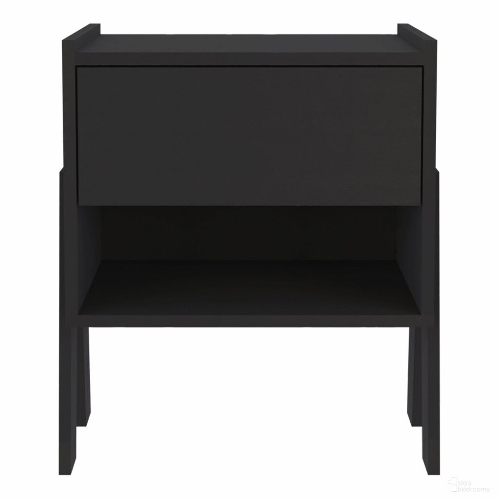 22 Inch Wood One Drawer Nightstand In Black