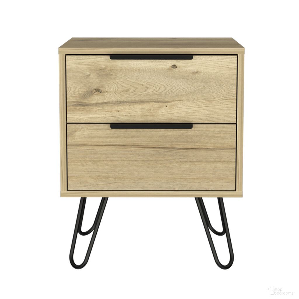 22 Inch Wood Two Drawer Nightstand In Oak