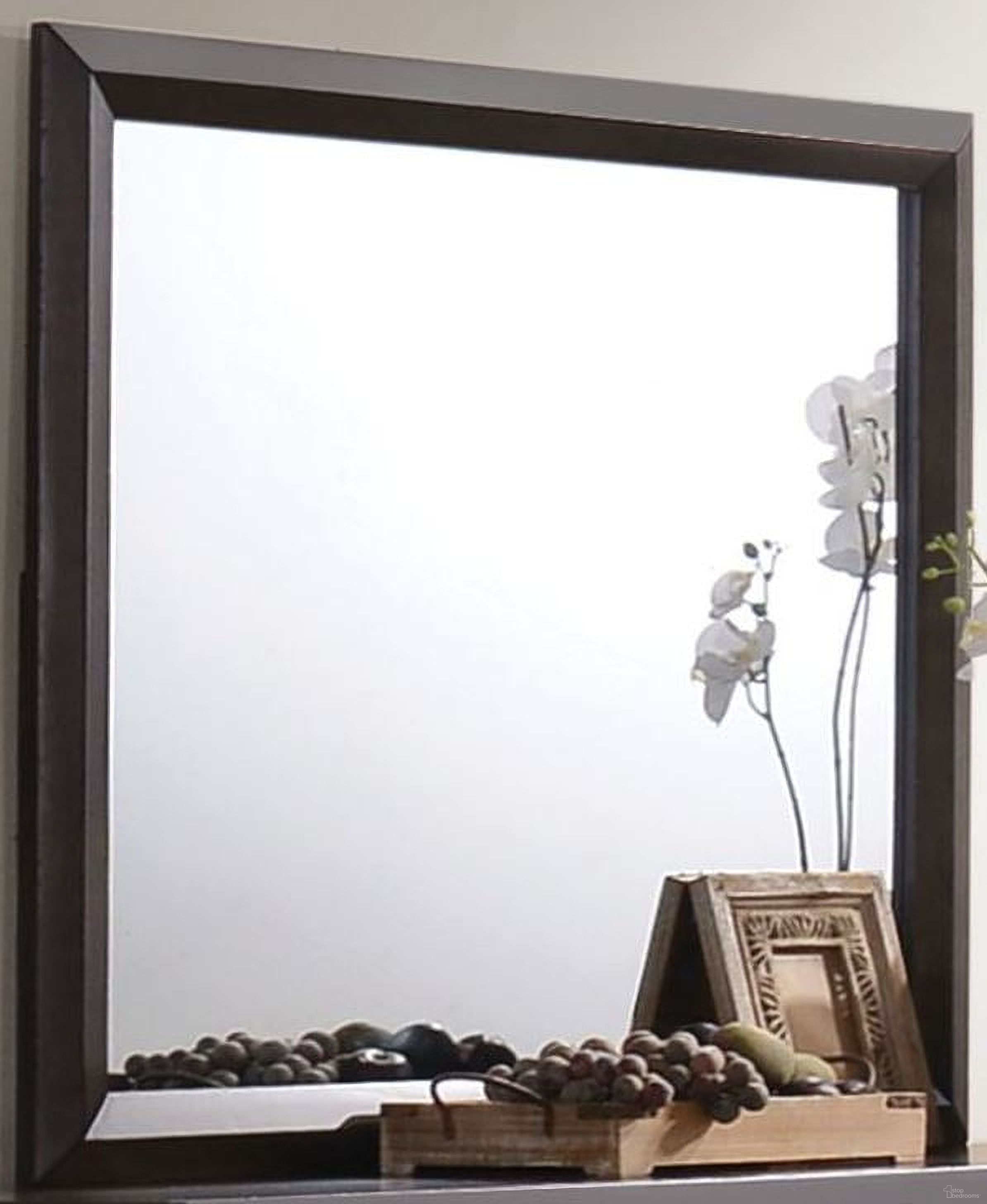 The appearance of Merveille Espresso Mirror designed by ACME in the transitional interior design. This brown piece of furniture was selected by 1StopBedrooms from Merveille Collection to add a touch of cosiness and style into your home. Sku: 22874. Material: Wood.