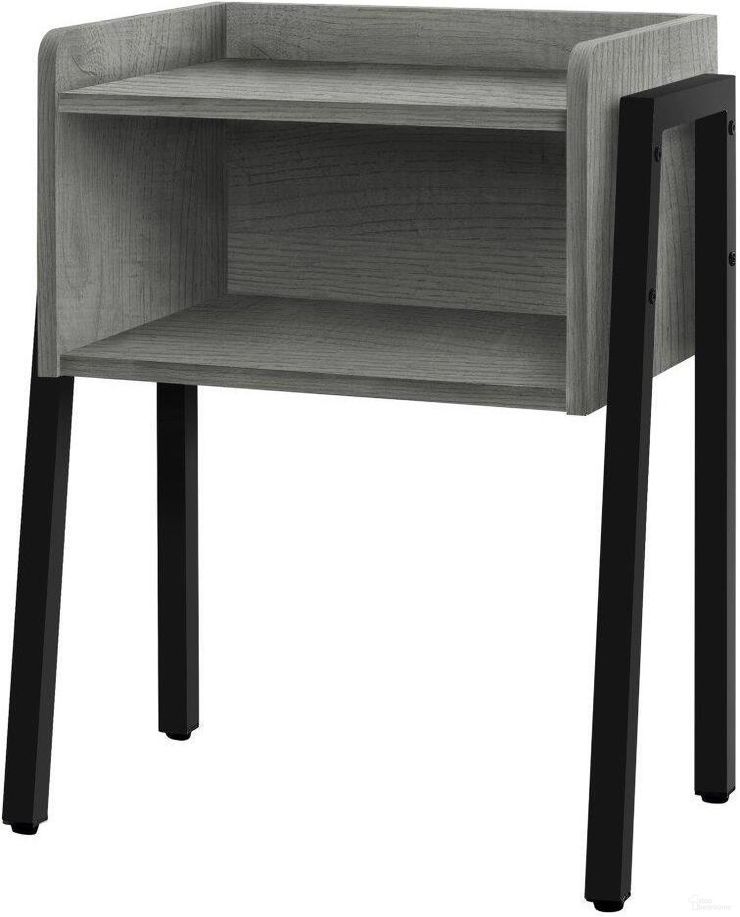 23 Inch Accent Table In Grey And Black Metal