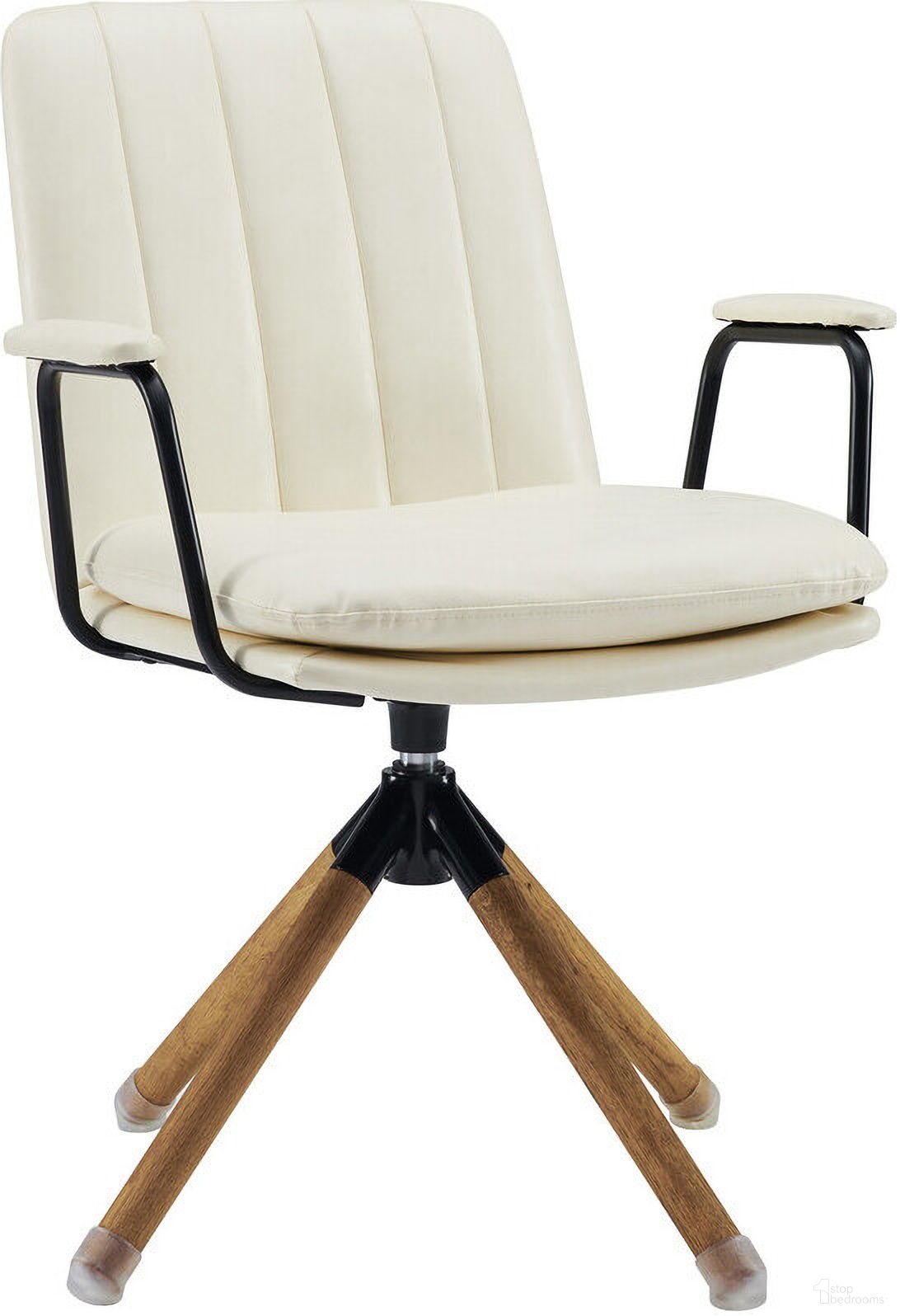 The appearance of 23 Inch Faux Leather Swivel Arm Chair In Off White and Brown designed by Homeroots in the modern / contemporary interior design. This off white and brown piece of furniture  was selected by 1StopBedrooms from  to add a touch of cosiness and style into your home. Sku: 526381. Material: Faux Leather.