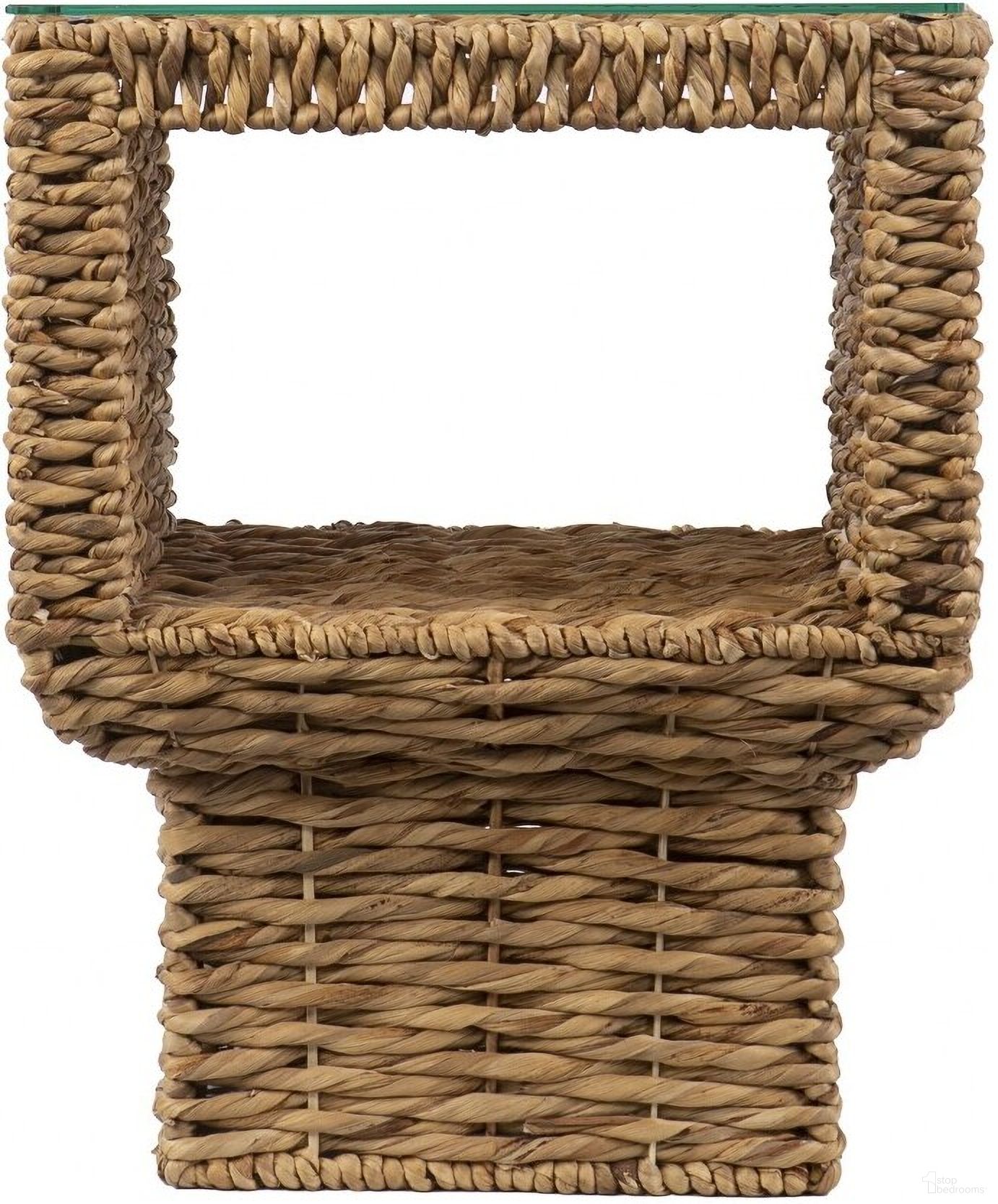The appearance of 23 Inch Glass and Rattan Wicker Square End Table In Clear and Brown designed by Homeroots in the rustic / southwestern interior design. This clear/brown piece of furniture  was selected by 1StopBedrooms from  to add a touch of cosiness and style into your home. Sku: 402262. Material: Wicker.