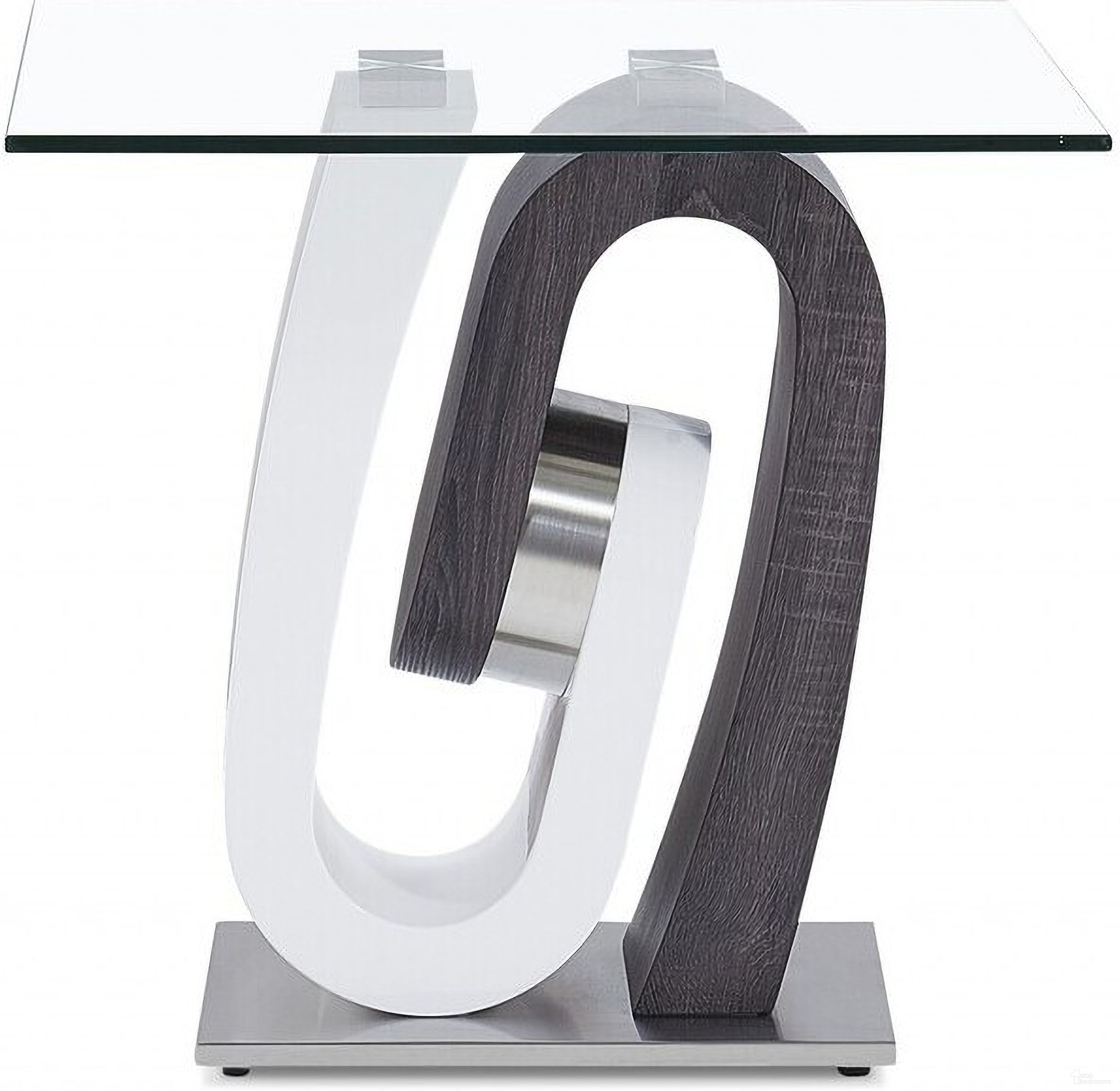 The appearance of 23 Inch Glass and Wood Square Pedestal End Table In White Gray and Clear designed by Homeroots in the modern / contemporary interior design. This white gray and clear piece of furniture  was selected by 1StopBedrooms from  to add a touch of cosiness and style into your home. Sku: 383811. Material: Glass.