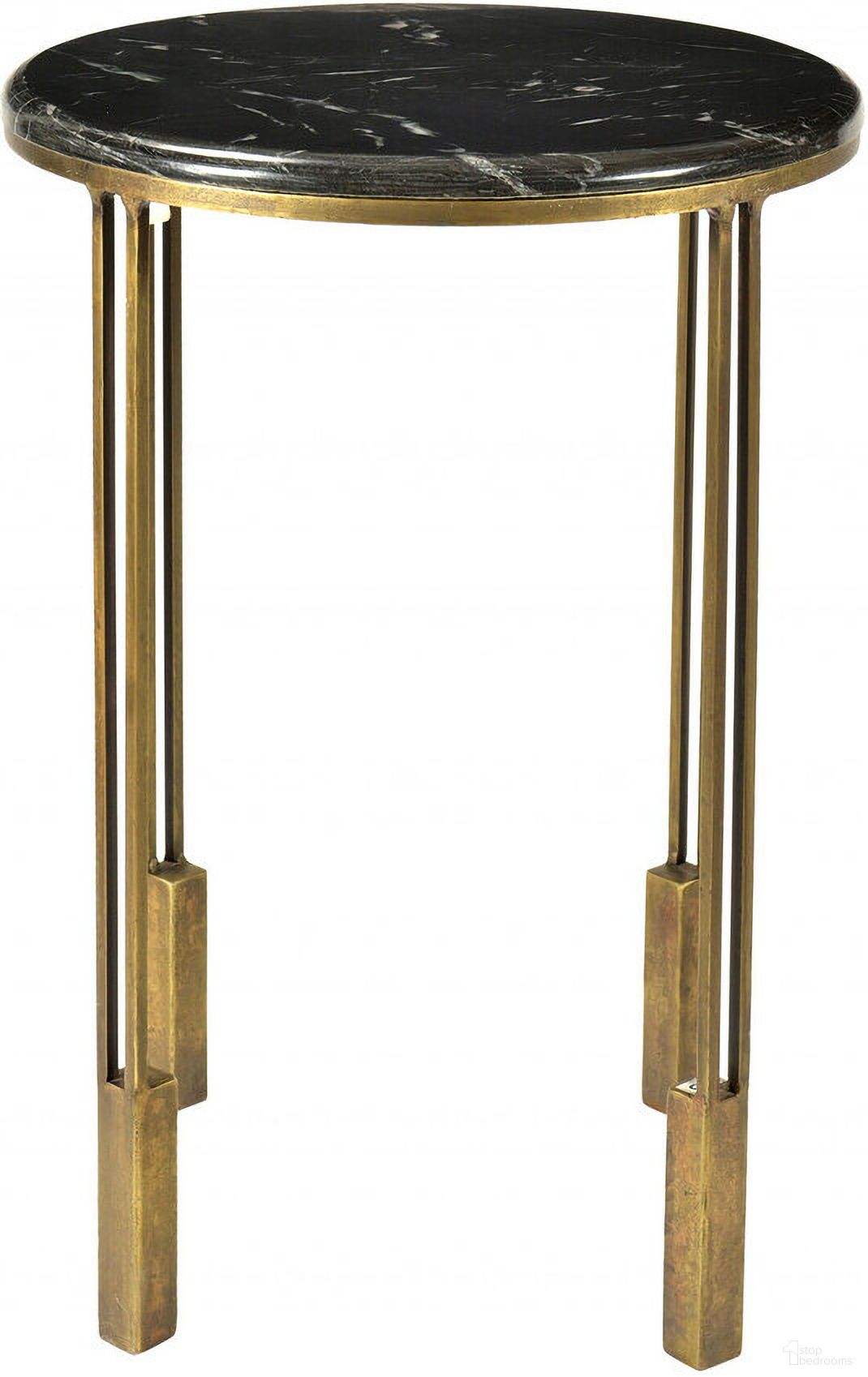 The appearance of 23 Inch Marble and Iron Round End Table In Gold and Black designed by Homeroots in the modern / contemporary interior design. This gold and black piece of furniture  was selected by 1StopBedrooms from  to add a touch of cosiness and style into your home. Sku: 488553. Material: Iron.