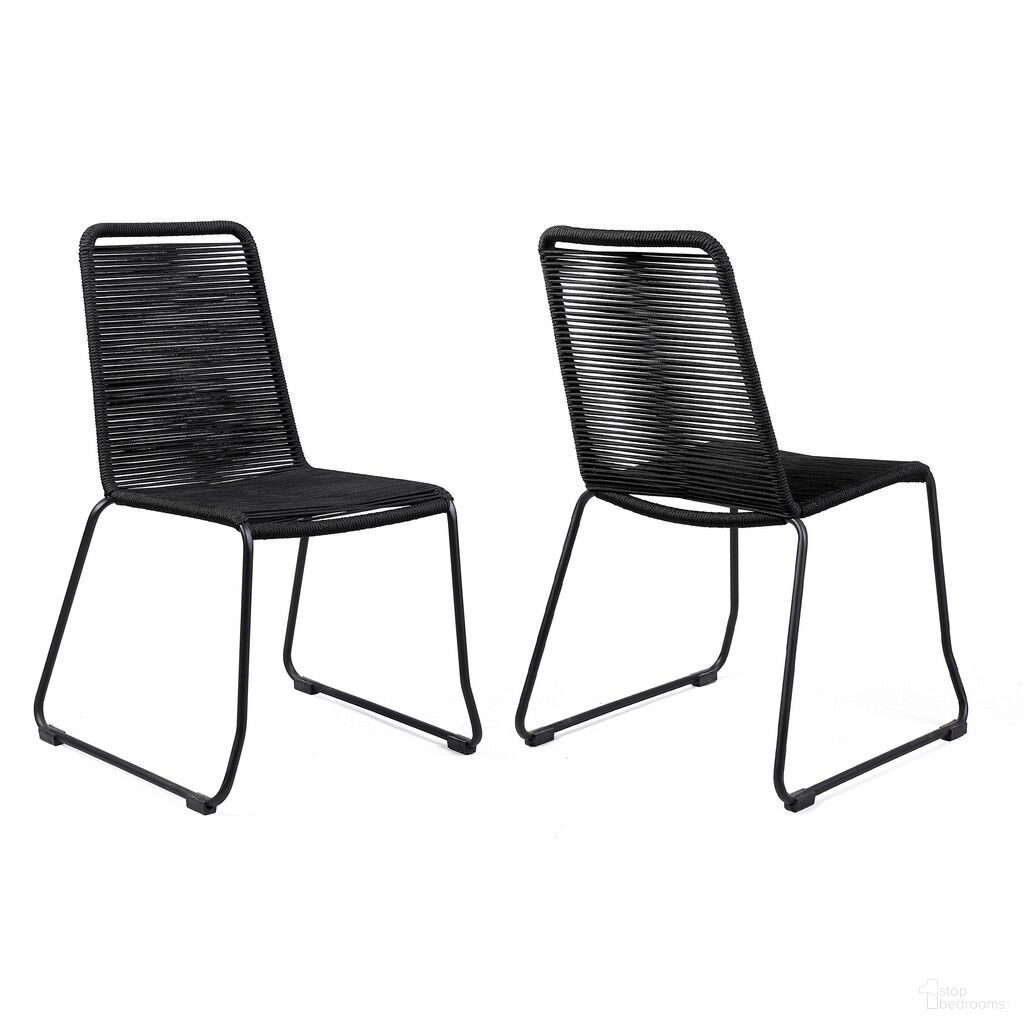 23 Inch Metal Outdoor Dining Chair Set of 2 In Black
