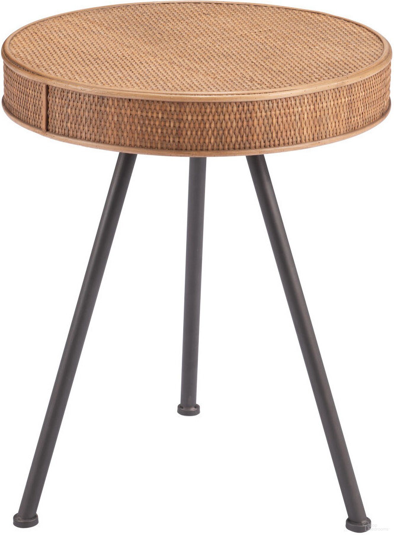 The appearance of 23 Inch Rattan and Steel Round End Table In Natural and Gray designed by Homeroots in the transitional interior design. This natural/gray piece of furniture  was selected by 1StopBedrooms from  to add a touch of cosiness and style into your home. Sku: 556557. Material: Wicker.