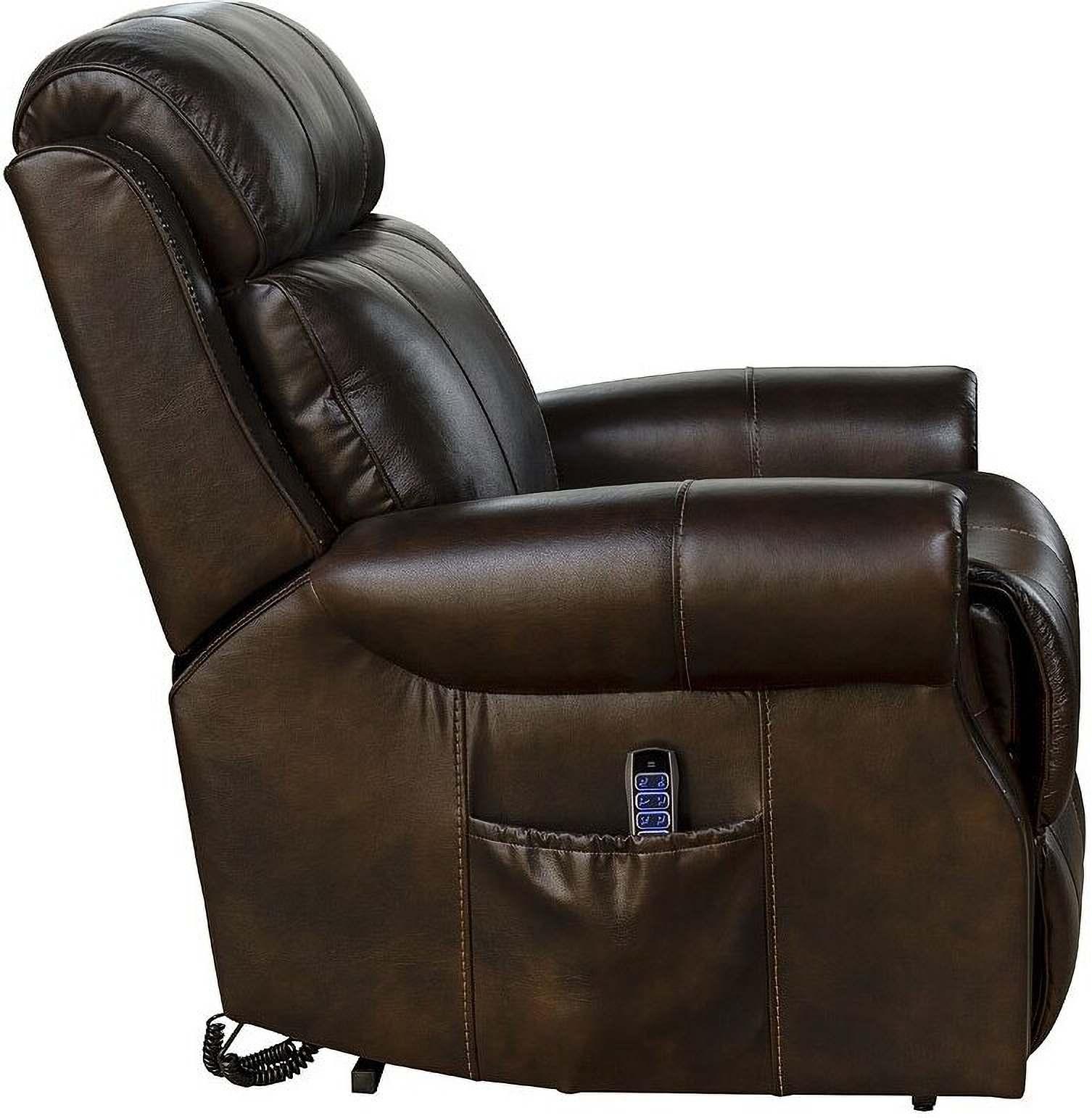 Barcalounger Louisville Rainer Chocolate Power Lift Recliner with Power Head Rest Power Lumbar and Heat