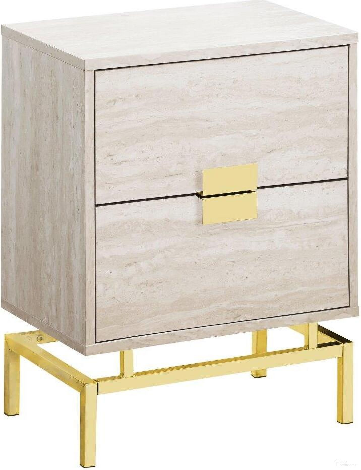 The appearance of 24 Inch Accent Table In Beige Marble And Gold Metal I 3493 designed by Monarch Specialties in the modern / contemporary interior design. This beige piece of furniture  was selected by 1StopBedrooms from  to add a touch of cosiness and style into your home. Sku: I 3493. Material: MDF.