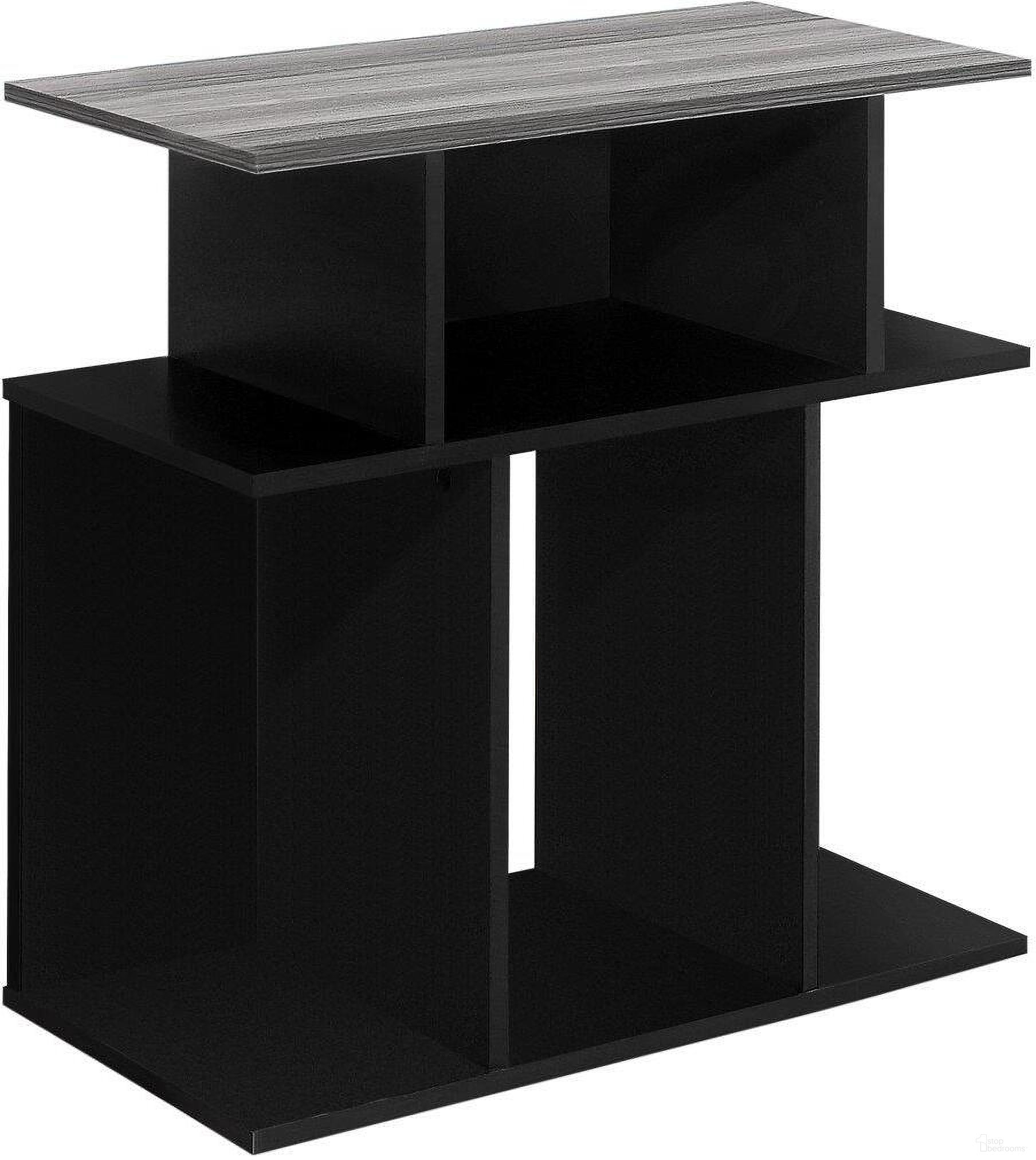 24 Inch Accent Table In Black And Grey Top