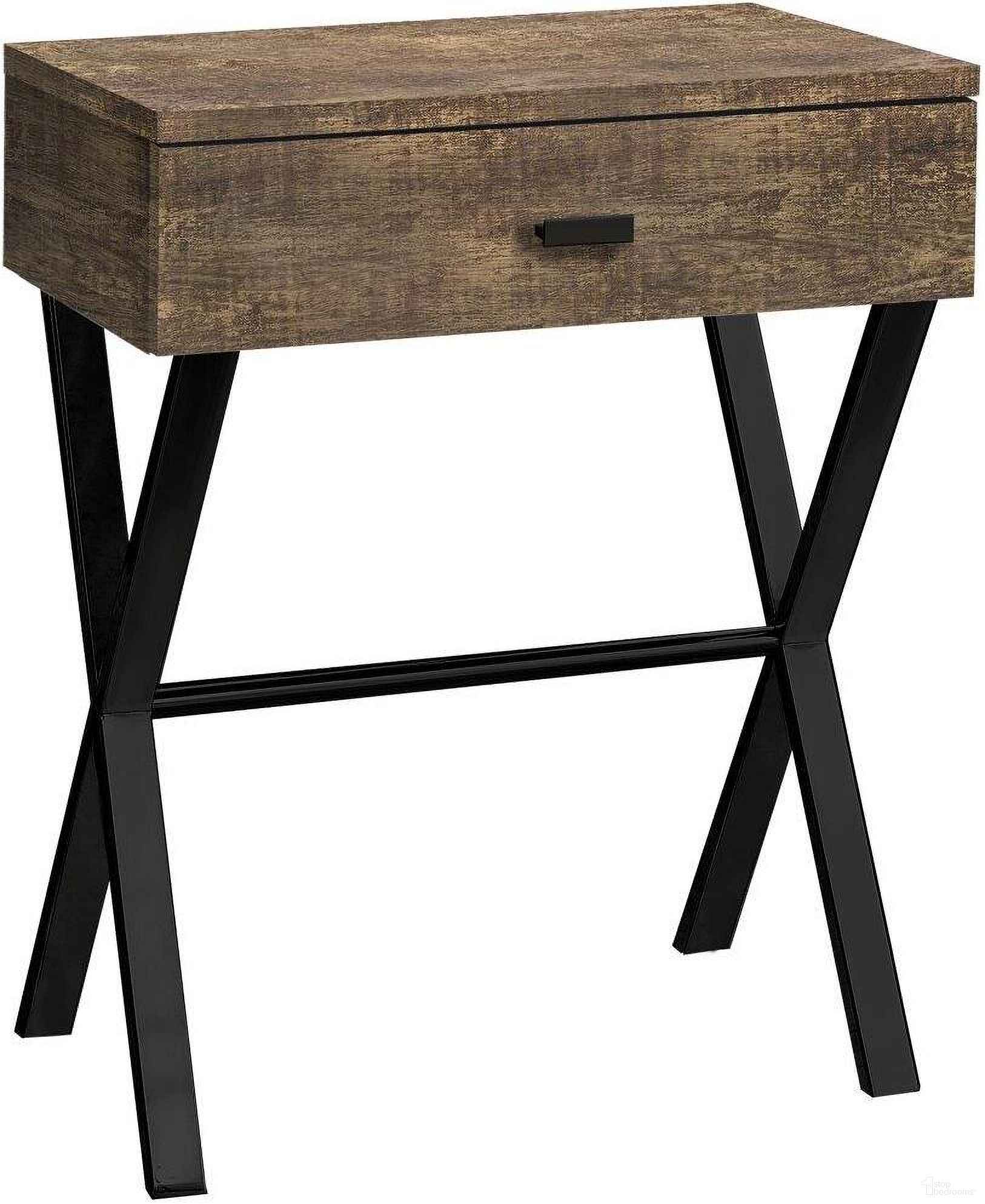 The appearance of 24 Inch Accent Table In Brown Reclaimed Wood And Black Metal designed by Monarch Specialties in the modern / contemporary interior design. This brown piece of furniture  was selected by 1StopBedrooms from  to add a touch of cosiness and style into your home. Sku: I 3450. Material: MDF.