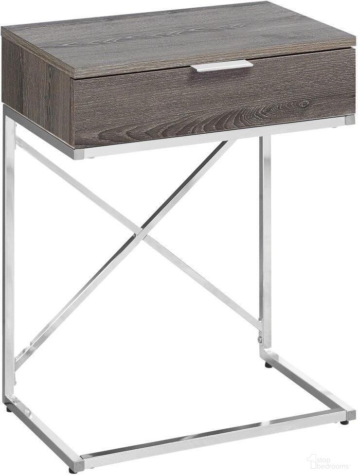24 Inch Accent Table In Dark Taupe And Chrome Metal I 3475
